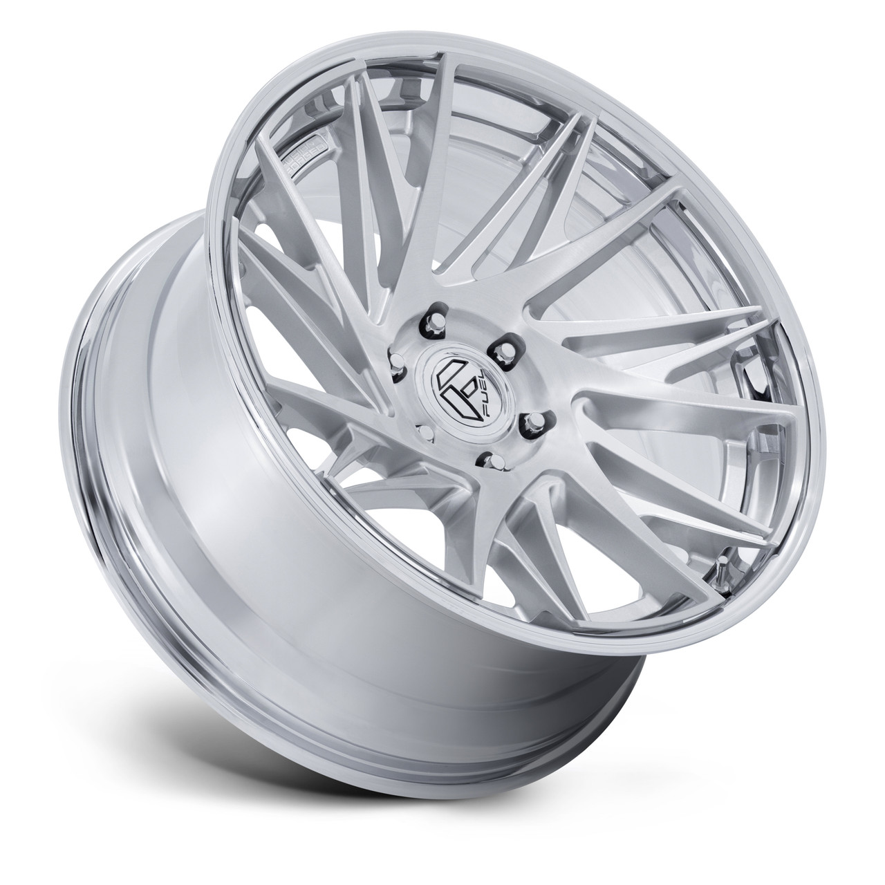20" Fuel FC405 Dynamo Gloss Silver Brushed Chrome Lip 20x9 Wheel 6x5.5 1mm Rim