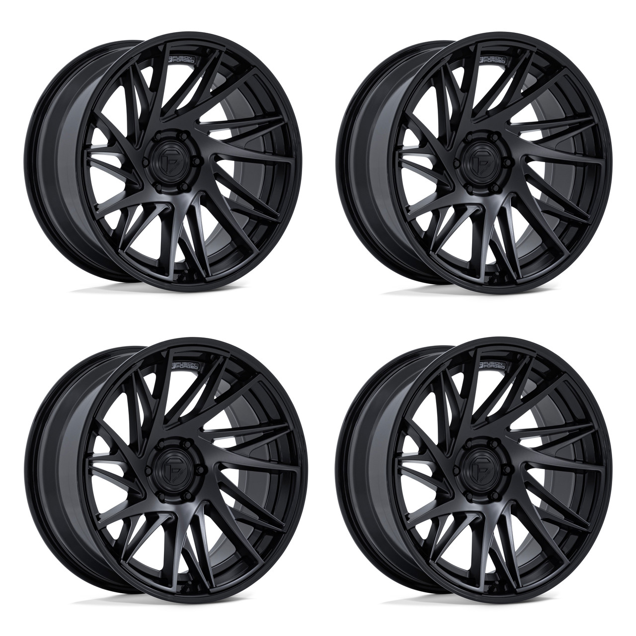 Set 4 20" Fuel FC405 Dynamo Matte Black Gloss Black Lip 20x10 5x5 -18mm Wheels