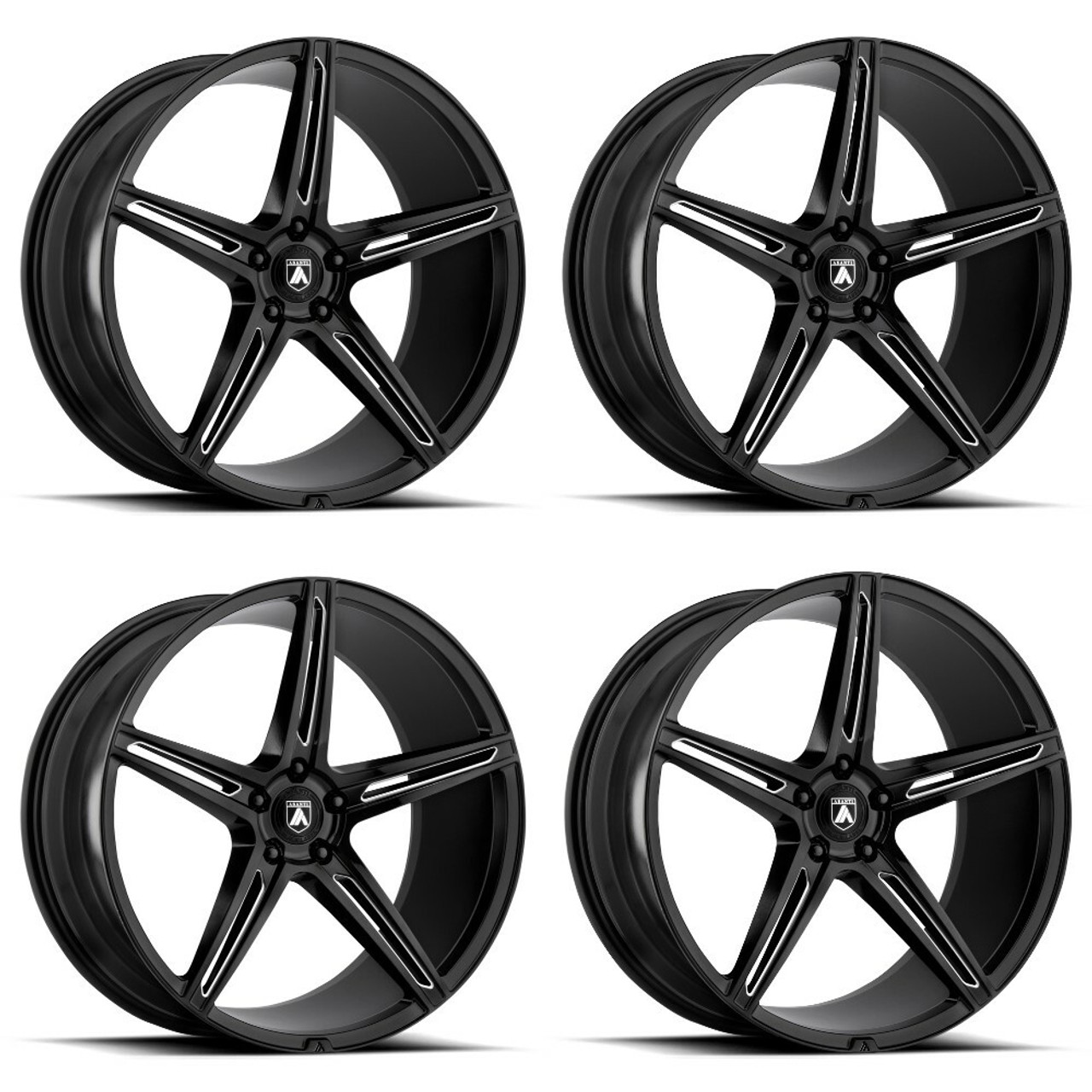Set 4 Asanti Black ABL-22 Alpha 5 20x8.5 5x4.5 Black Milled Wheels 20" 38mm