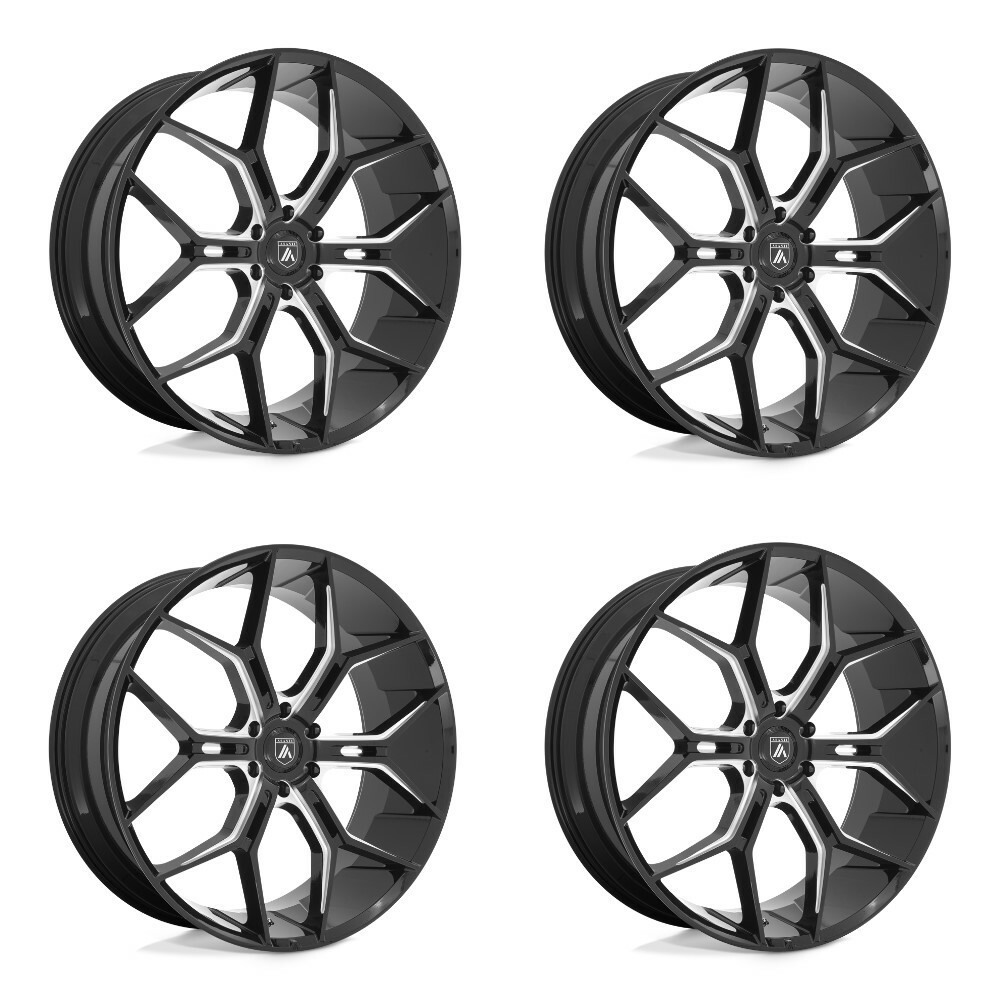 Set 4 Asanti Black ABL-38 Monarch Truck 24x10 6x5.5 Black Milled Wheels 24" 20mm