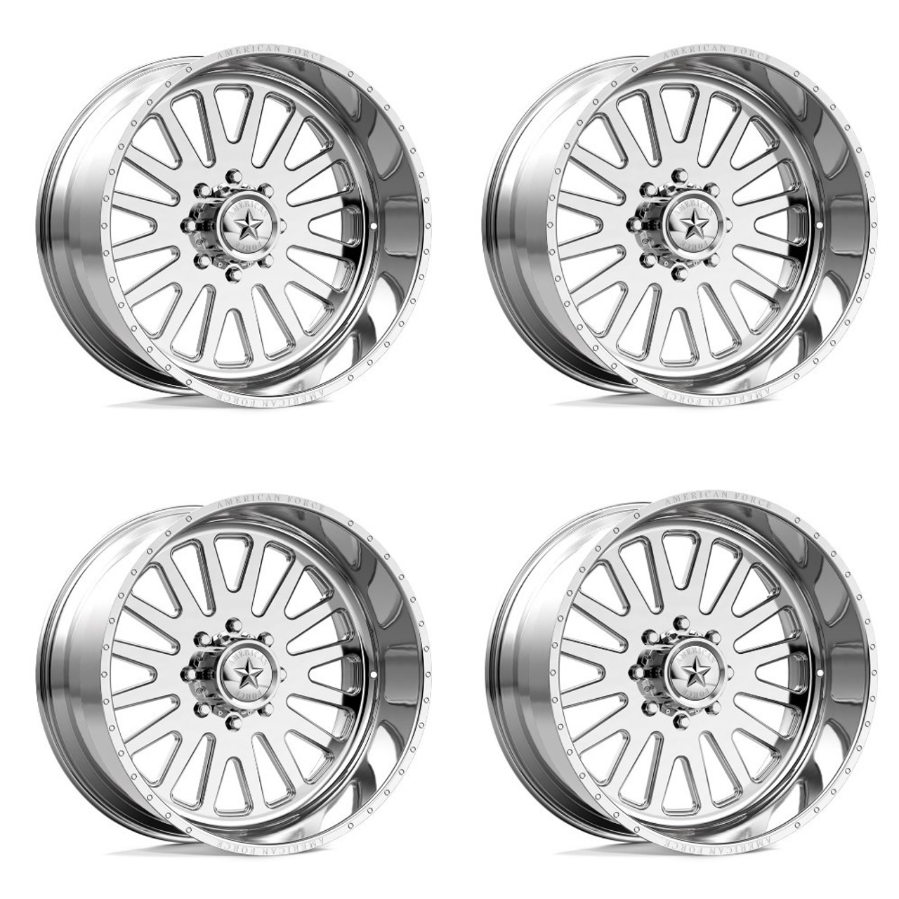 Set 4 American Force AFW F20 Atom SS 22x12 6x5.5 Polished Wheels 22" -40mm Rims