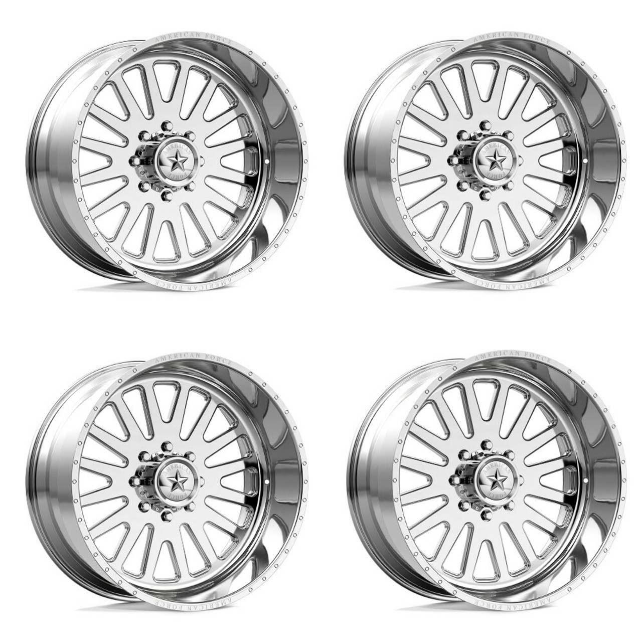 Set 4 American Force AFW F20 Atom SS 24x12 6x5.5 Polished Wheels 24" -40mm Rims