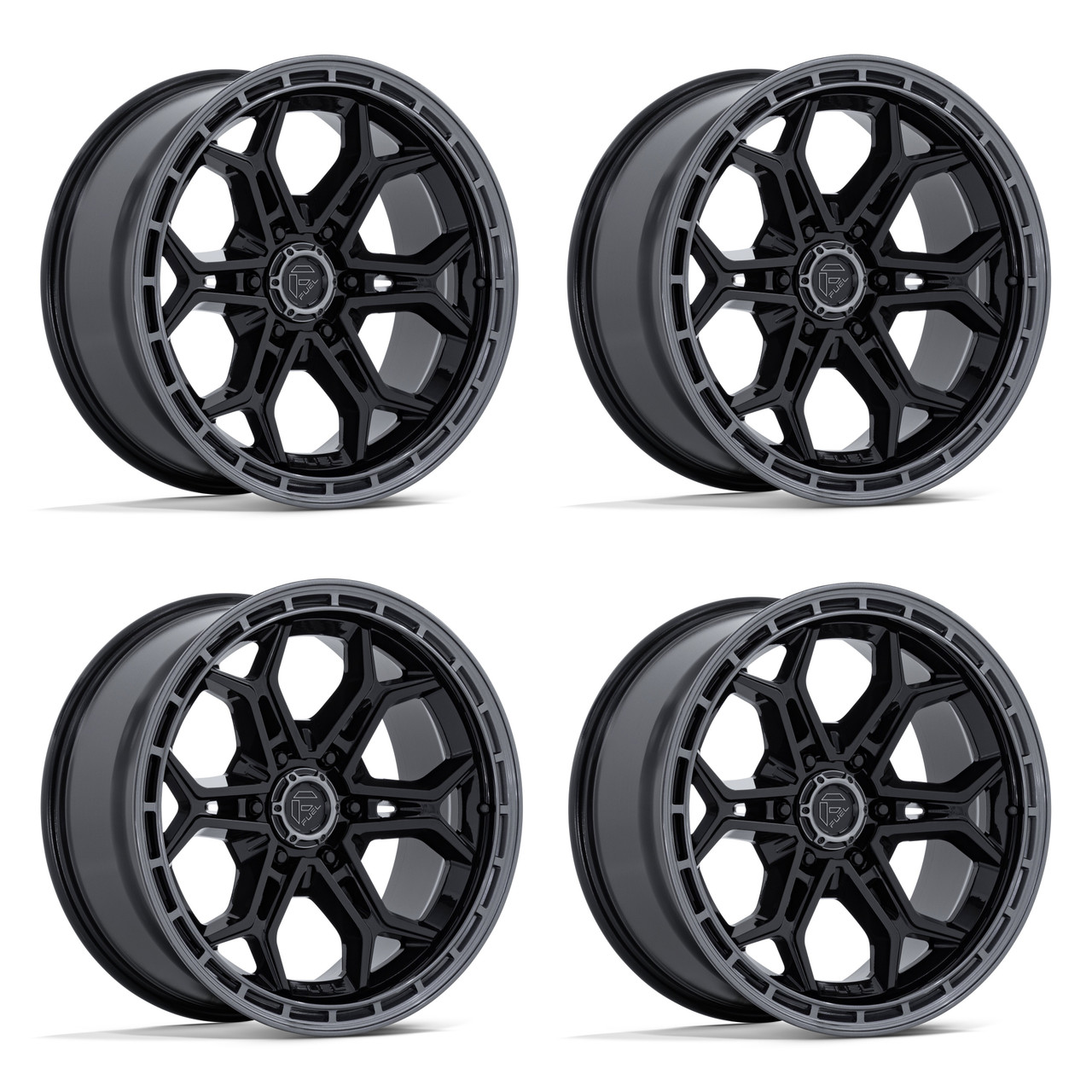Set 4 20" Fuel FC896 Heathen Gloss Black Gloss Gunmetal Lip 20x9 6x5.5 20mm Rims Offroad Truck SUV Wheels