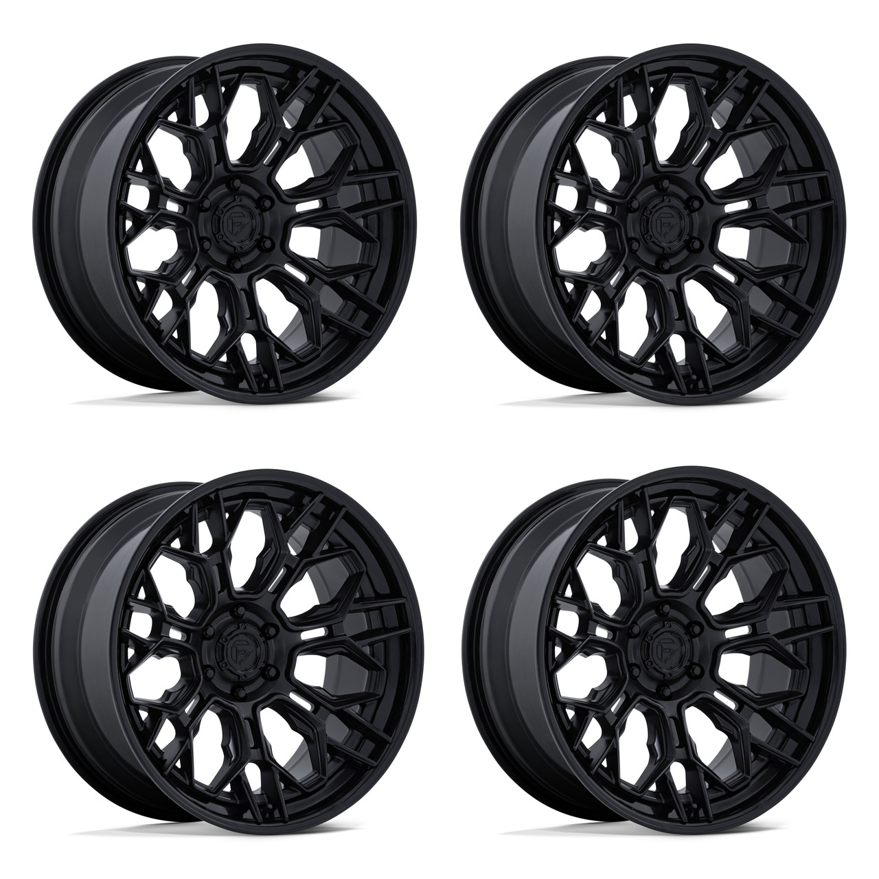 Set 4 20" Fuel FC409 Hive Matte Black Gloss Black Lip 20x9 Wheels 6x5.5 1mm Rims Offroad Truck SUV Wheels