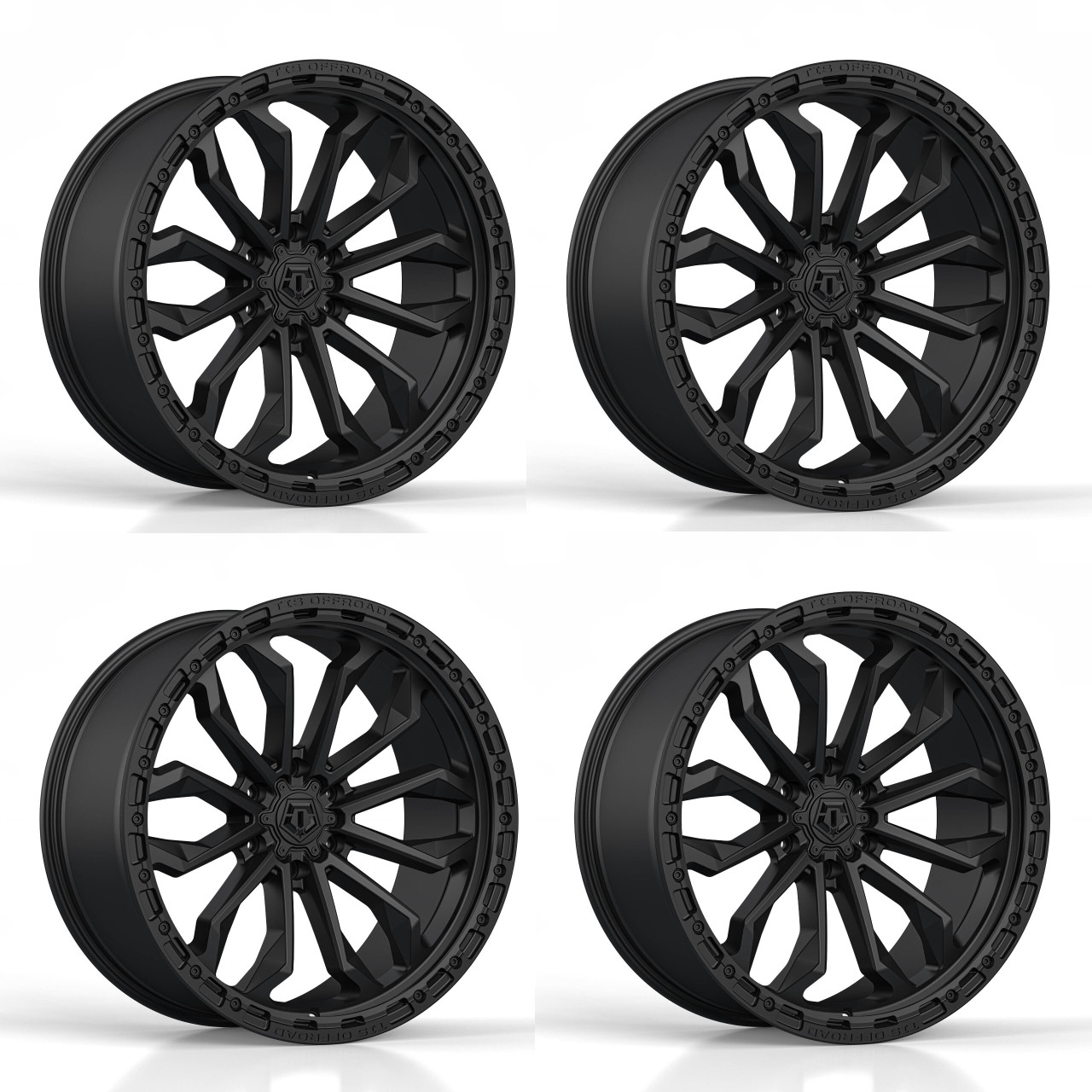 Set 4 20" TIS 556SB Satin Black Satin Black Ring Wheels 20x10 8x6.5 -20mm Rims