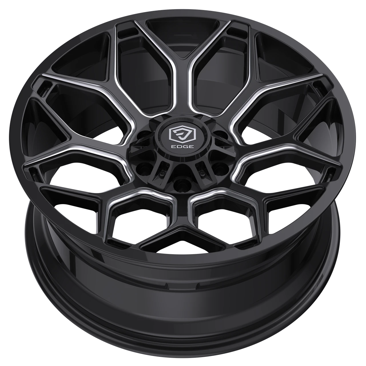 20" Edge Off Road 302BM Gloss Black Milled Accents 20x10 5x5 5x5.5 -19mm Wheel