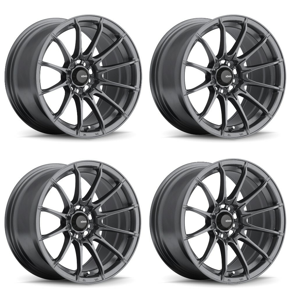 Set 4 15" Konig 39MG Dial In Matte Grey 15x8 Wheels 4x100 25mm Racing Street Rim