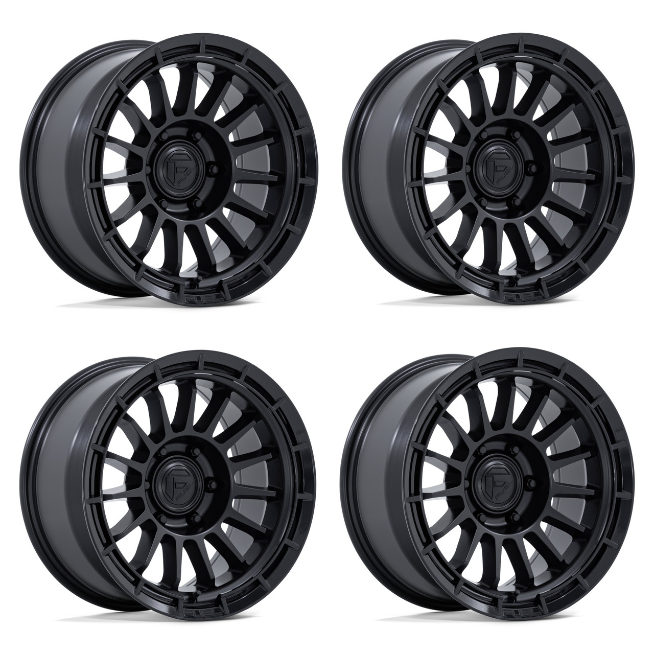 Set 4 17" Fuel FC905 Ascend Matte Black Gloss Black Lip 17x9 6x5.5 1mm Wheels