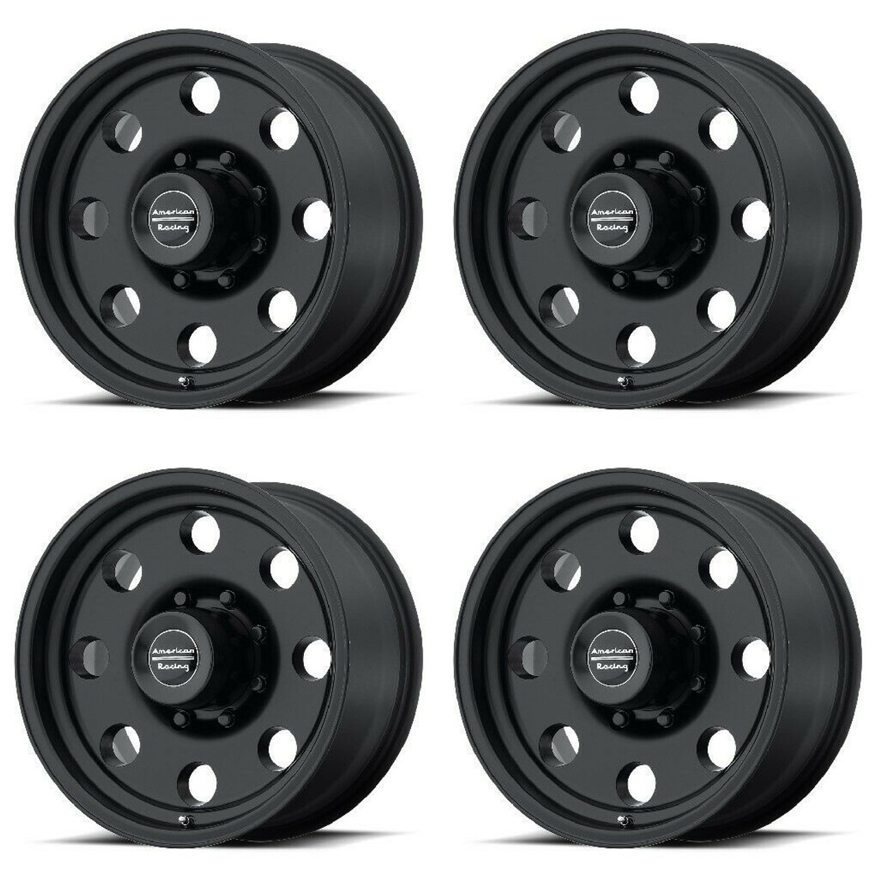 Set 4 American Racing AR172 Baja 17x8 8x6.5 Satin Black Wheels 17" 0mm Rims