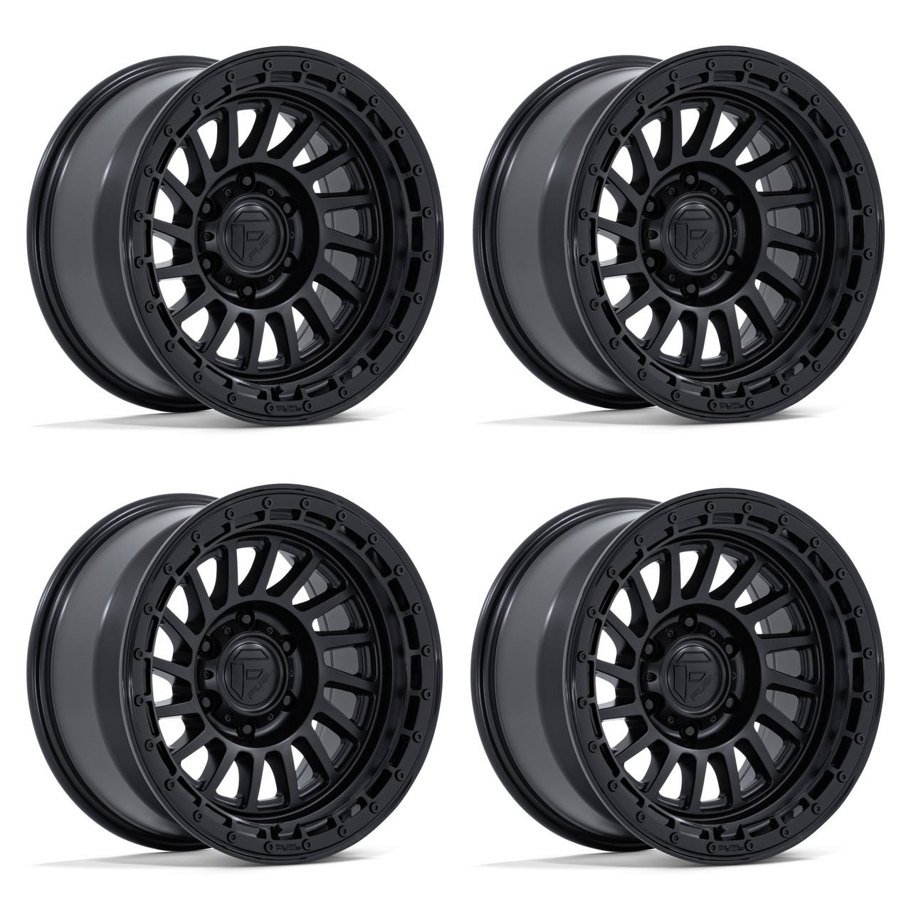 Set 4 20" Fuel FC897 Havoc Matte Black Gloss Black Lip 20x9 Wheels 6x5.5 1mm Rims Offroad Truck SUV Wheels