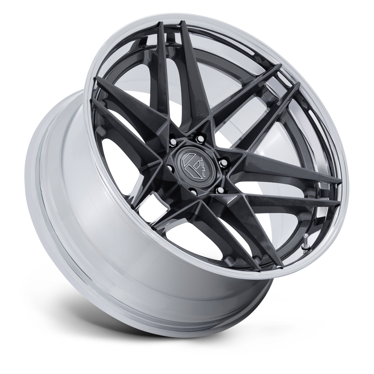 22" Fuel FC408 Flight Gloss Gunmetal Chrome Lip 22x10 6x5.5 (6x139.7) -18mm Rim Lifted Offroad Truck SUV Wheel