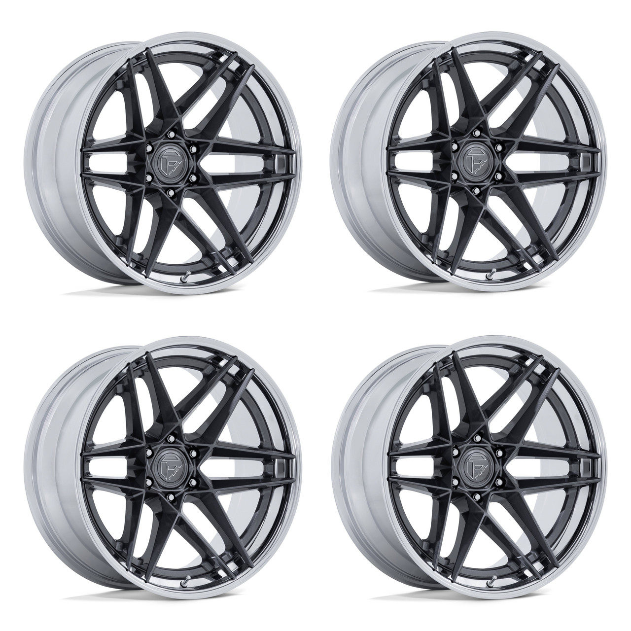 Set 4 20" Fuel FC408 Flight Gloss Gunmetal Chrome Lip 20x9 Wheels 6x5.5 1mm Rims Offroad Truck SUV Wheels