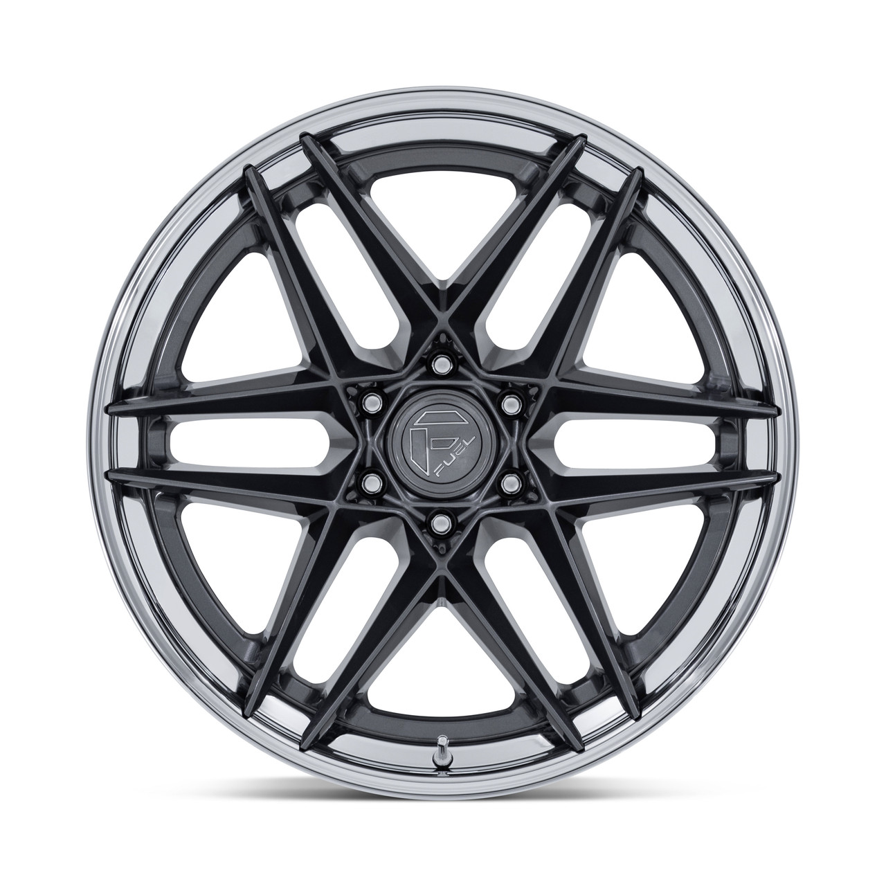 20" Fuel FC408 Flight Gloss Gunmetal Chrome Lip 20x10 6x5.5 (6x139.7) -18mm Rim Lifted Offroad Truck SUV Wheel