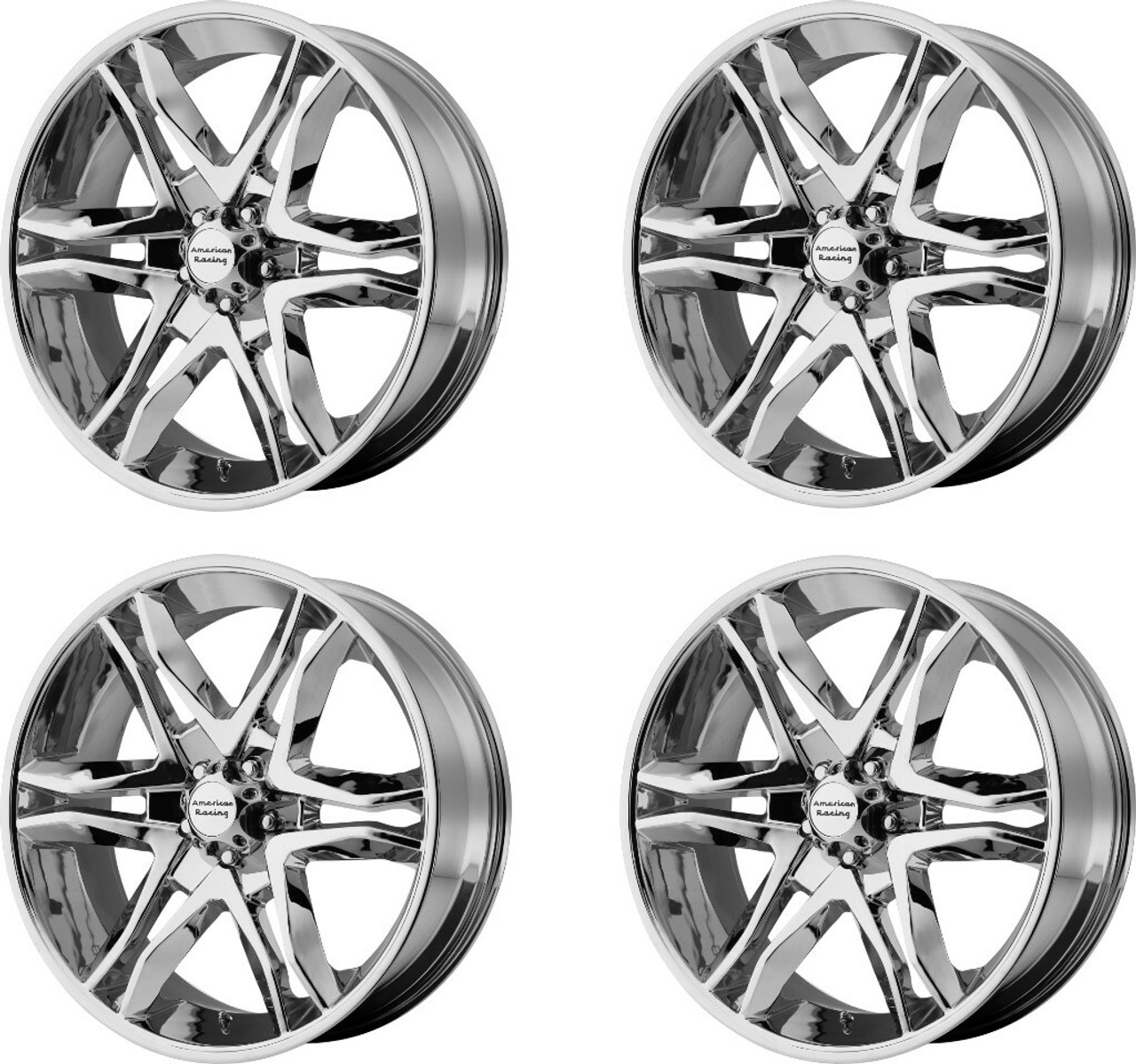 Set 4 American Racing AR893 Mainline 20x8.5 6x135 Chrome Wheels 20" 35mm Rims