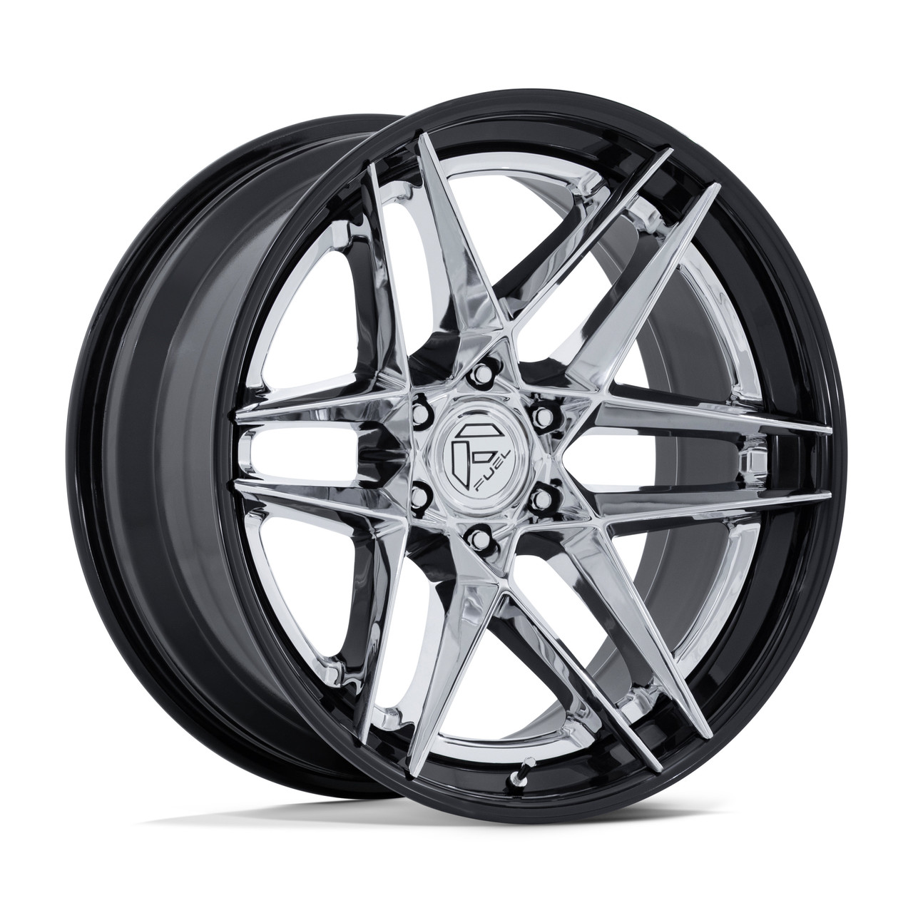 22" Fuel FC408 Flight Chrome W/ Gloss Black Lip 22x9.5 6x5.5 (6x139.7) 20mm Rim Offroad Truck SUV Wheel