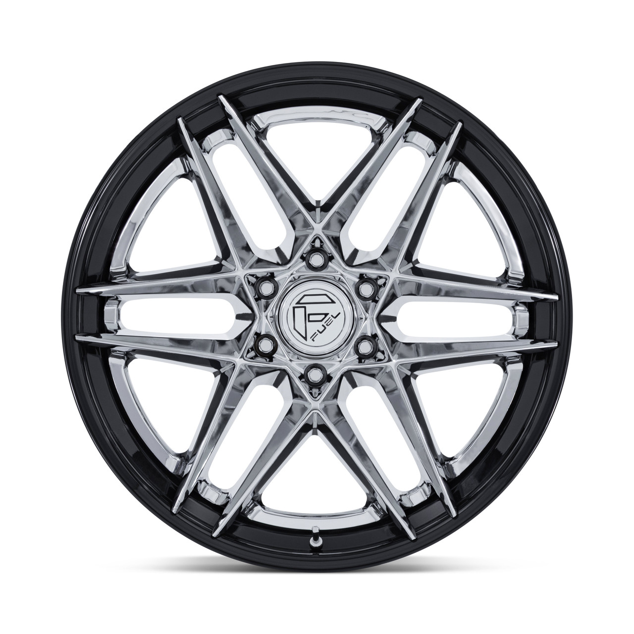 Set 4 22" Fuel FC408 Flight Chrome Gloss Black Lip 22x9.5 Wheels 6x5.5 20mm Rims Offroad Truck SUV Wheels