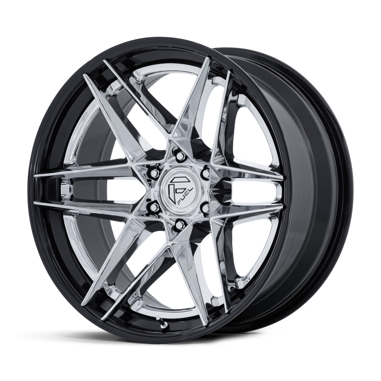 Set 4 22" Fuel FC408 Flight Chrome Gloss Black Lip 22x9.5 Wheels 6x5.5 20mm Rims Offroad Truck SUV Wheels