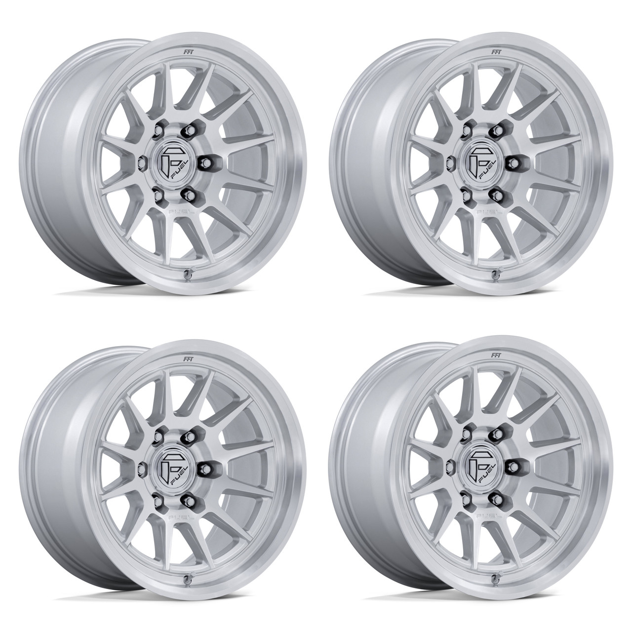Set 4 17" Fuel FC902 Spur Gloss Silver Machined Face 17x9 Wheels 6x5.5 1mm Rims Offroad Truck SUV Wheels
