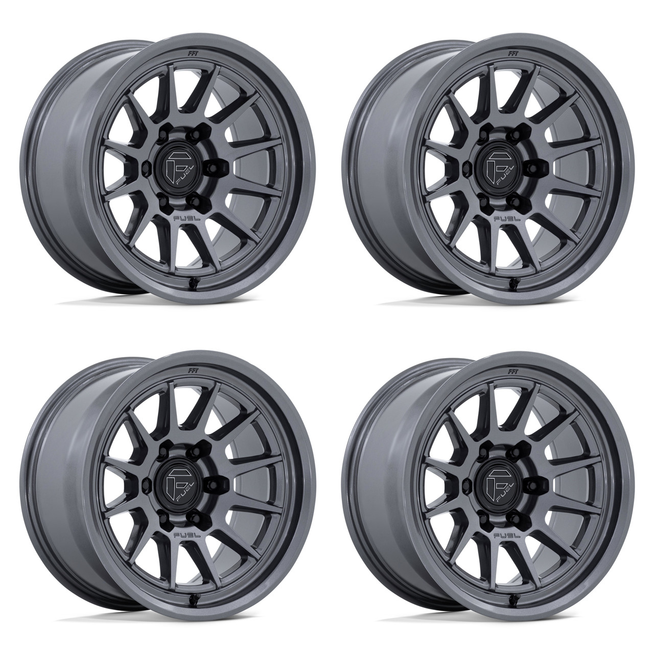 Set 4 17" Fuel FC902 Spur Gloss Gunmetal 17x9 Wheels 6x5.5 (6x139.7) -12mm Rims Lifted Offroad Truck SUV Wheels