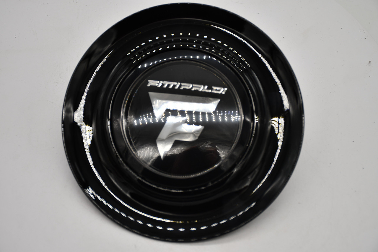 Fittipaldi Gloss Black Wheel Floating Logo Center Cap 2416K183 103334-10 Fits FS369 & FS370