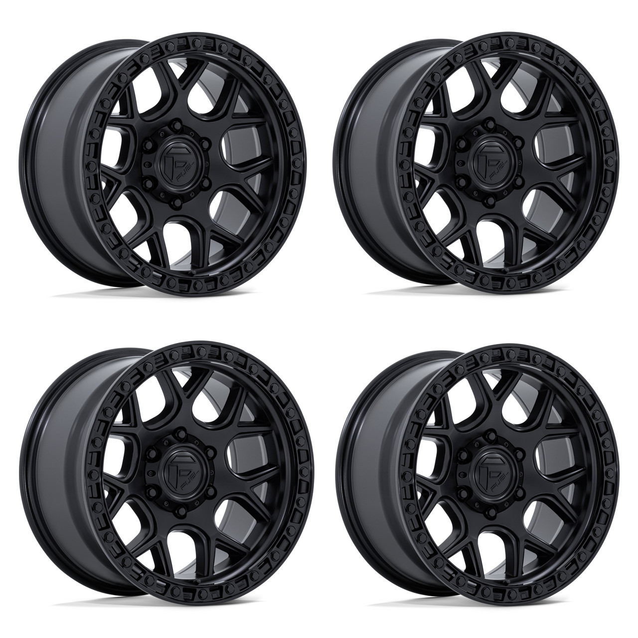 Set 4 17" Fuel FC908 Puma Matte Black Gloss Black Lip 17x9 Wheels 6x5.5 1mm Rims Offroad Truck SUC Wheels