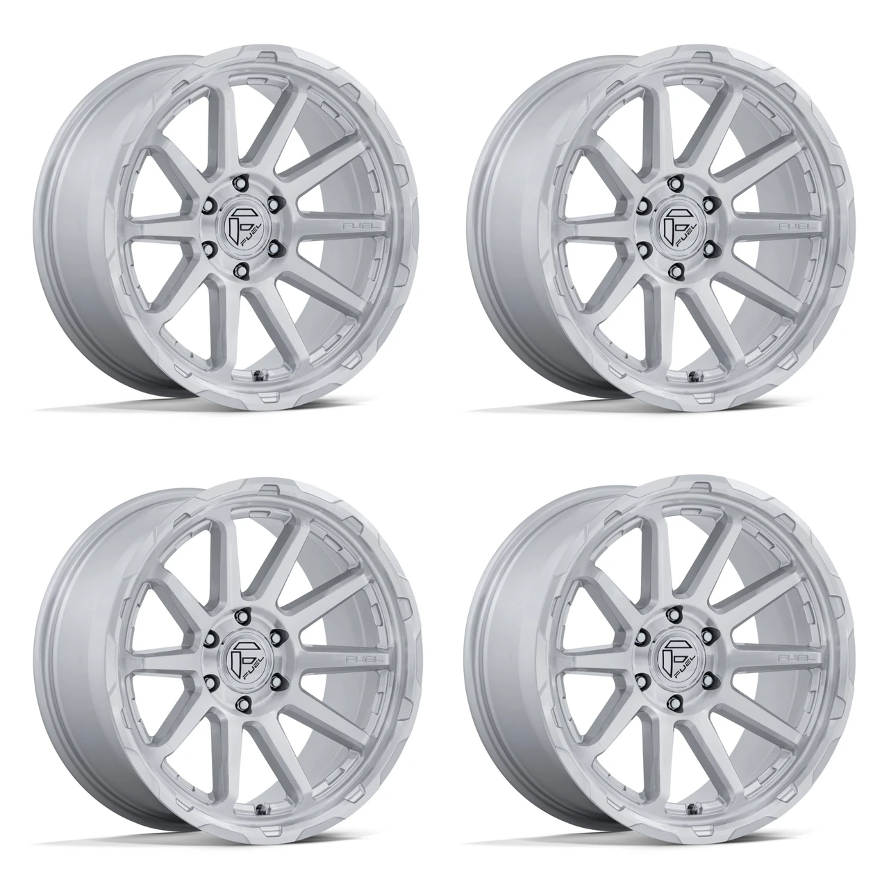 Set 4 22" Fuel FC887 Circuit Gloss Silver W/ Machined Face 22x9 6x135 1mm Wheels Offroad Truck SUV Rims