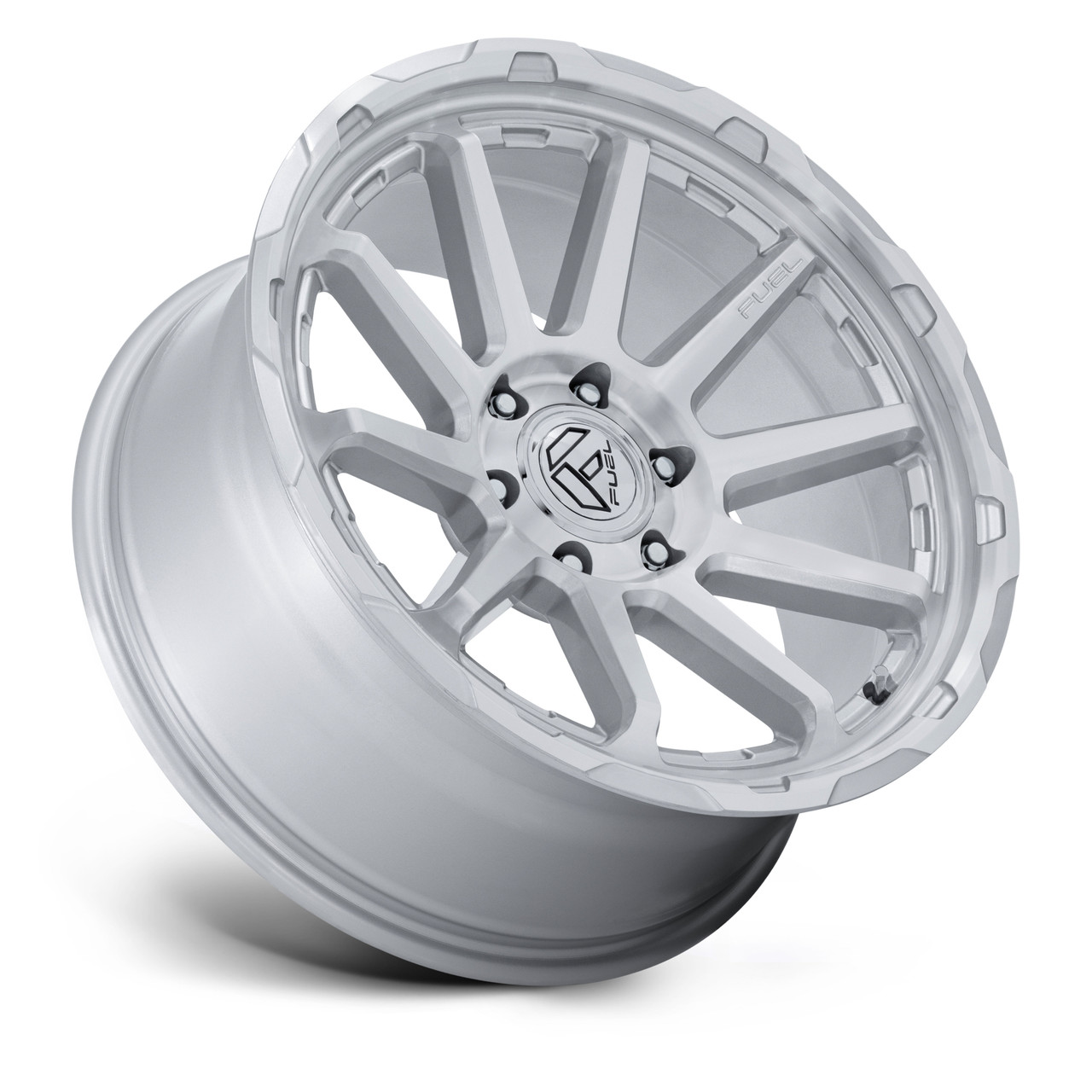 20" Fuel FC887 Circuit Gloss Silver Machined Face 20x10 6x5.5 (6x139.7) -18mm Rim Lifted Offroad Truck SUV Wheel