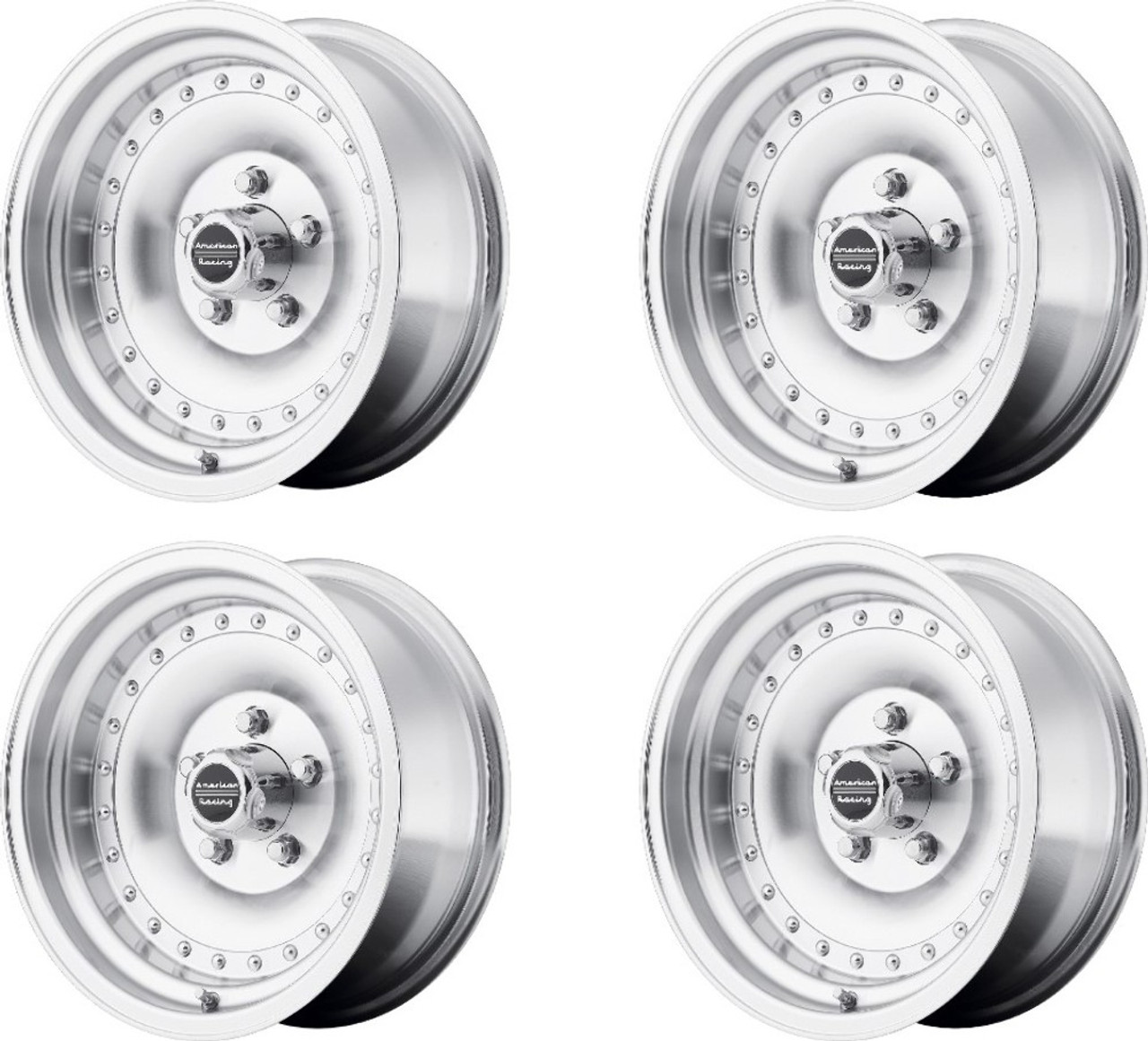 Set 4 15" American Racing AR61 Outlaw I 15x7 5x4.5 -6mm Wheels Machined Rims