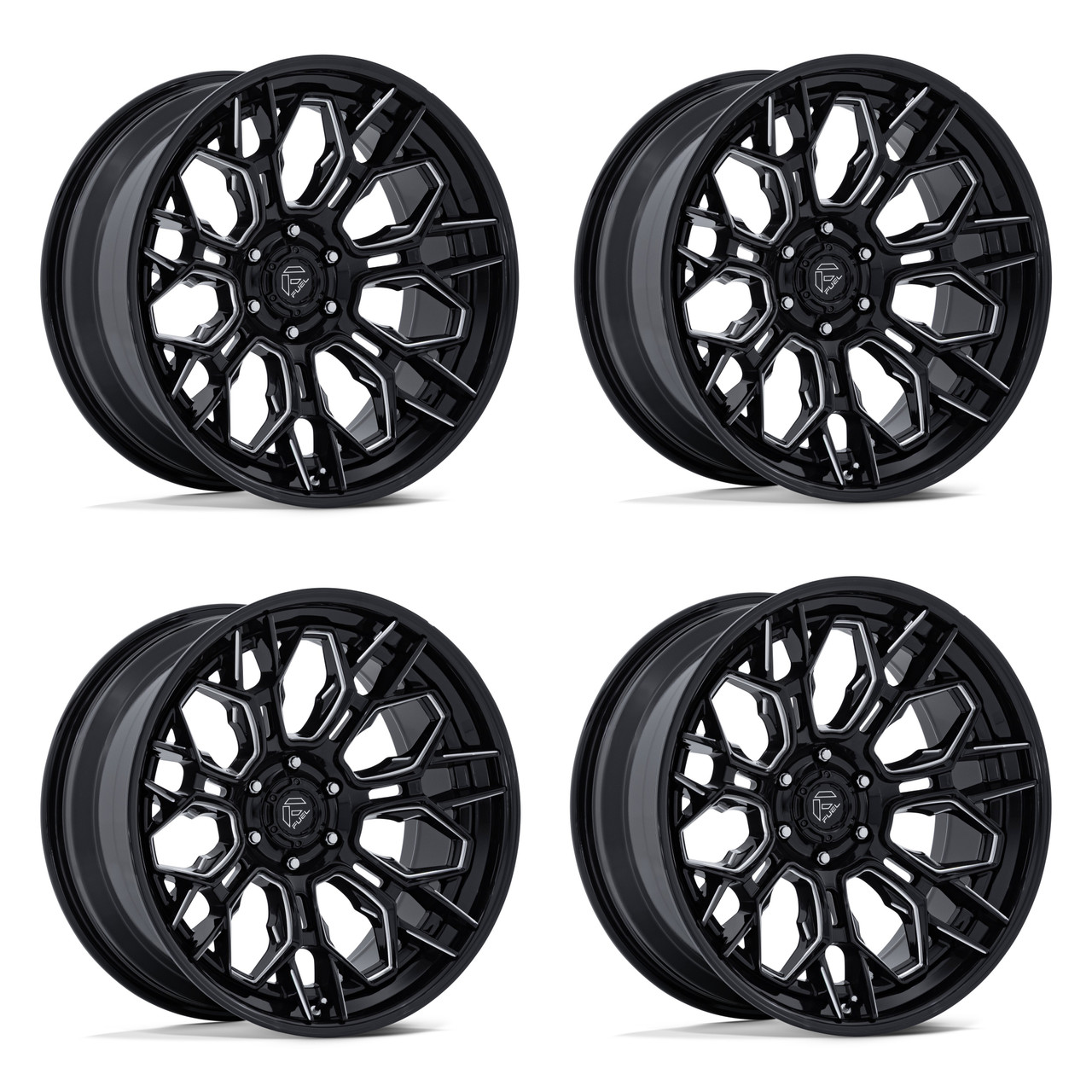 Set 4 20" Fuel FC409 Hive Gloss Black Milled 20x10 Wheels 6x135 -18mm Truck Rims Lifted Offroad SUV wheels