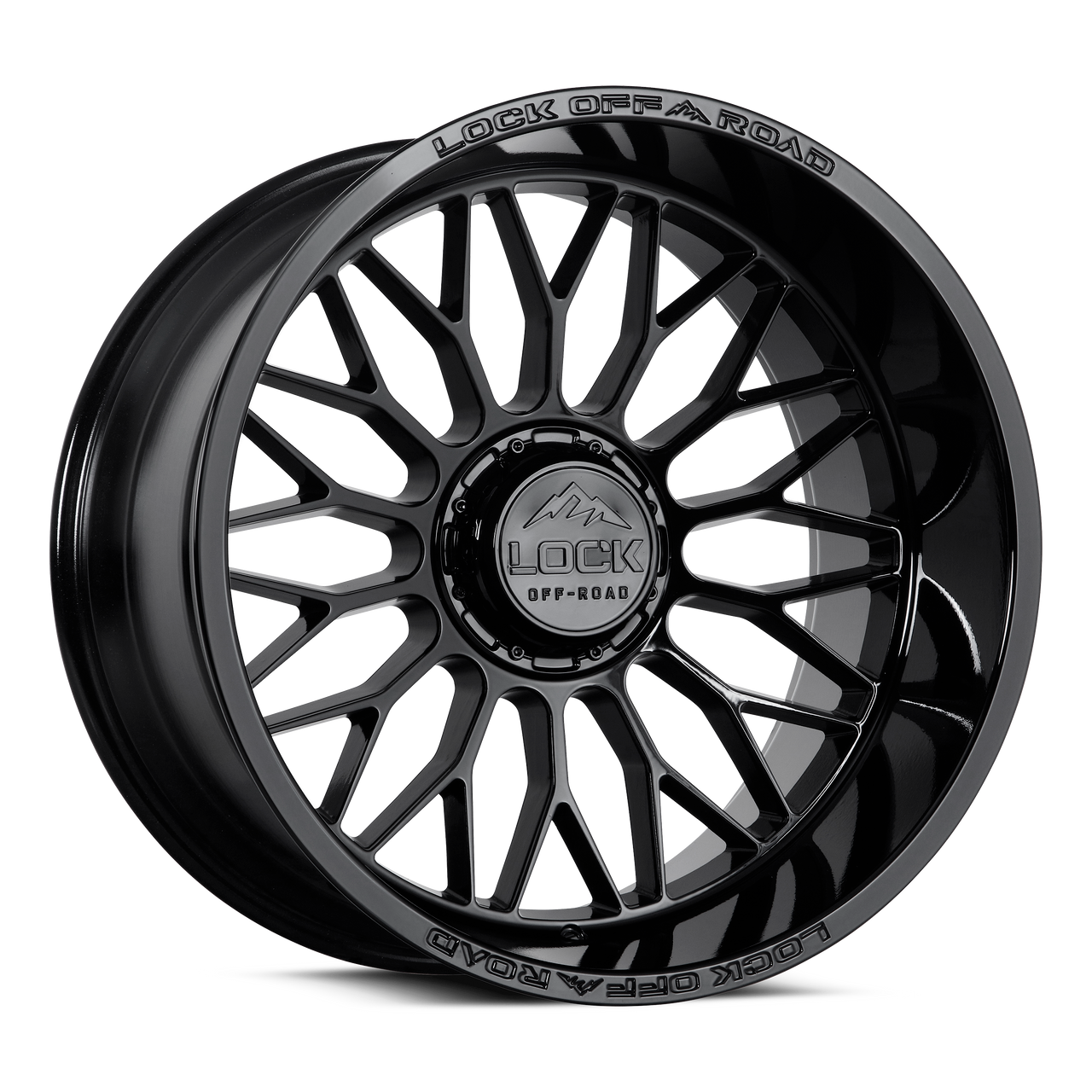 Set 4 22" Lock Extreme Rampage Gloss Black 22x10 8x6.5 (8x165.1) 18mm Truck Rims Offroad Truck Wheels