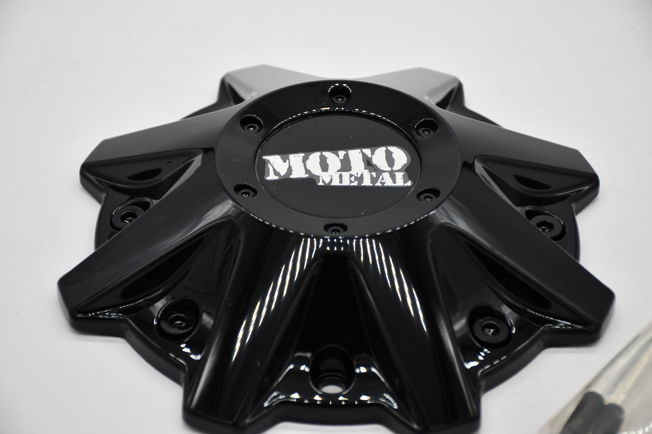 Moto Metal Gloss Black Wheel Center Cap Hub Cap MO479L214GBO1 8.75" Gloss Black - Black Rivets