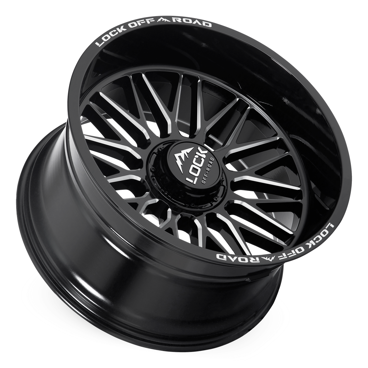 22" Lock X-Treme Apex Gloss Black Milling 22x10 Wheel 6x135 6x5.5 18mm Truck Rim