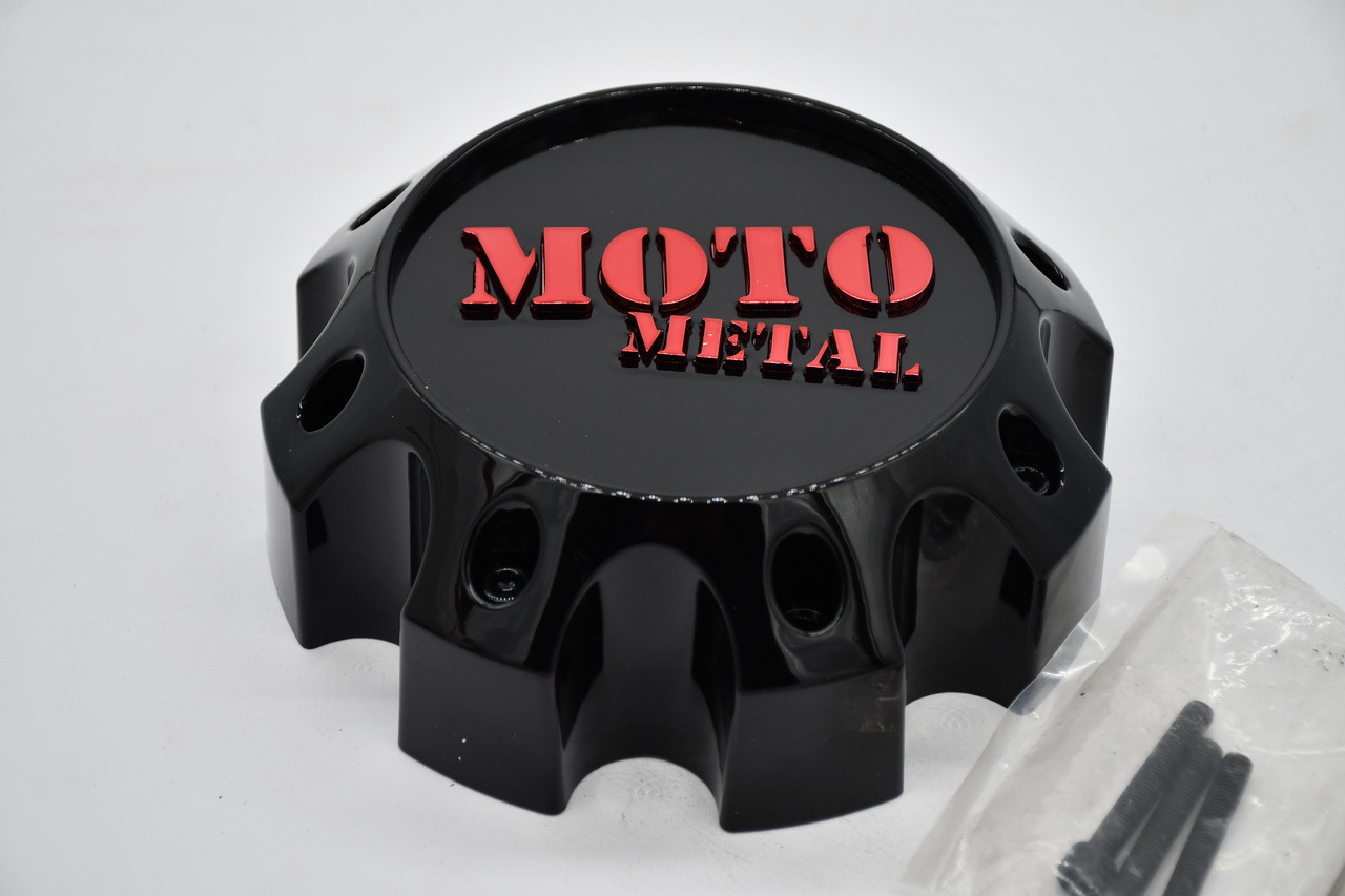 Moto Metal Gloss Black w/ Red Logo Wheel Center Cap Hub Cap U1079L170MO3GBR-H62 6.75" MO992 8 Lug