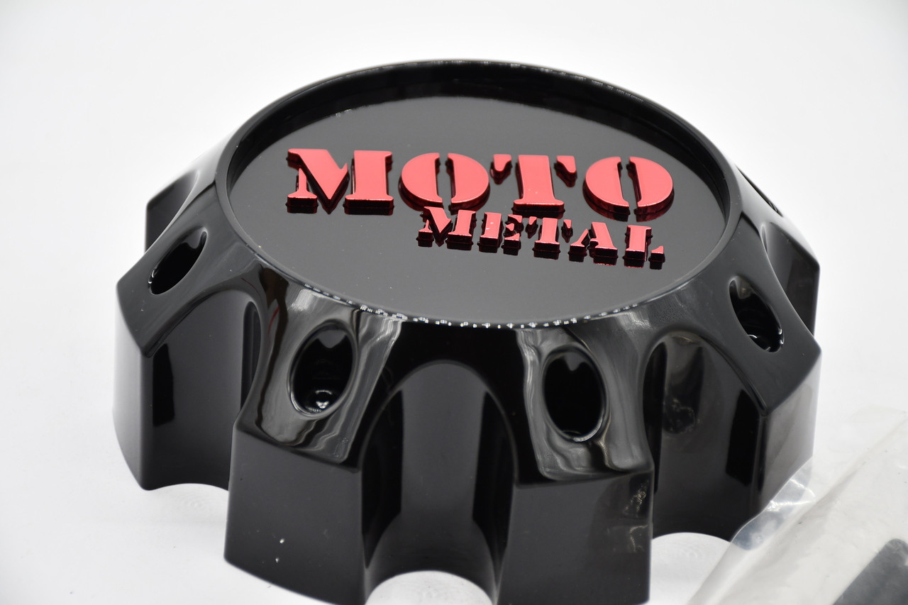 Moto Metal Gloss Black w/ Red Logo Wheel Center Cap Hub Cap U1079L170MO3GBR-H62 6.75" MO992 8 Lug