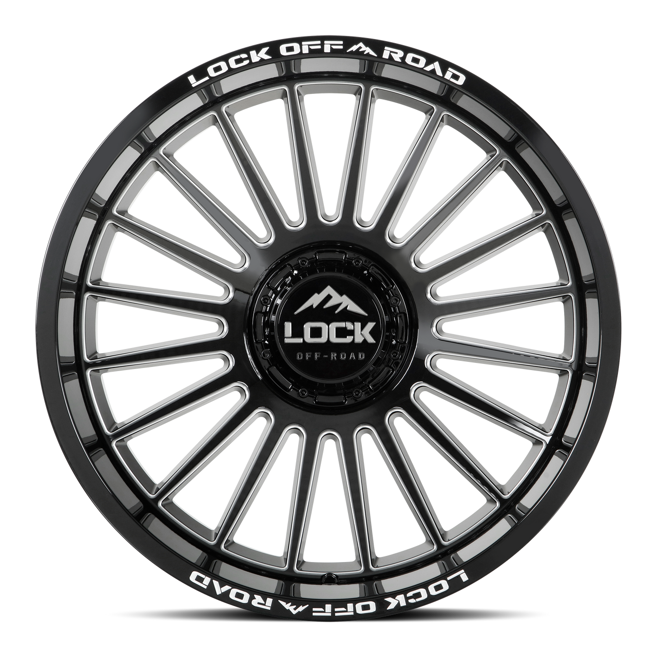 22" Lock X-Treme Invasion Gloss Black Milling 22x10 Wheel 8x170 18mm Truck Rim
