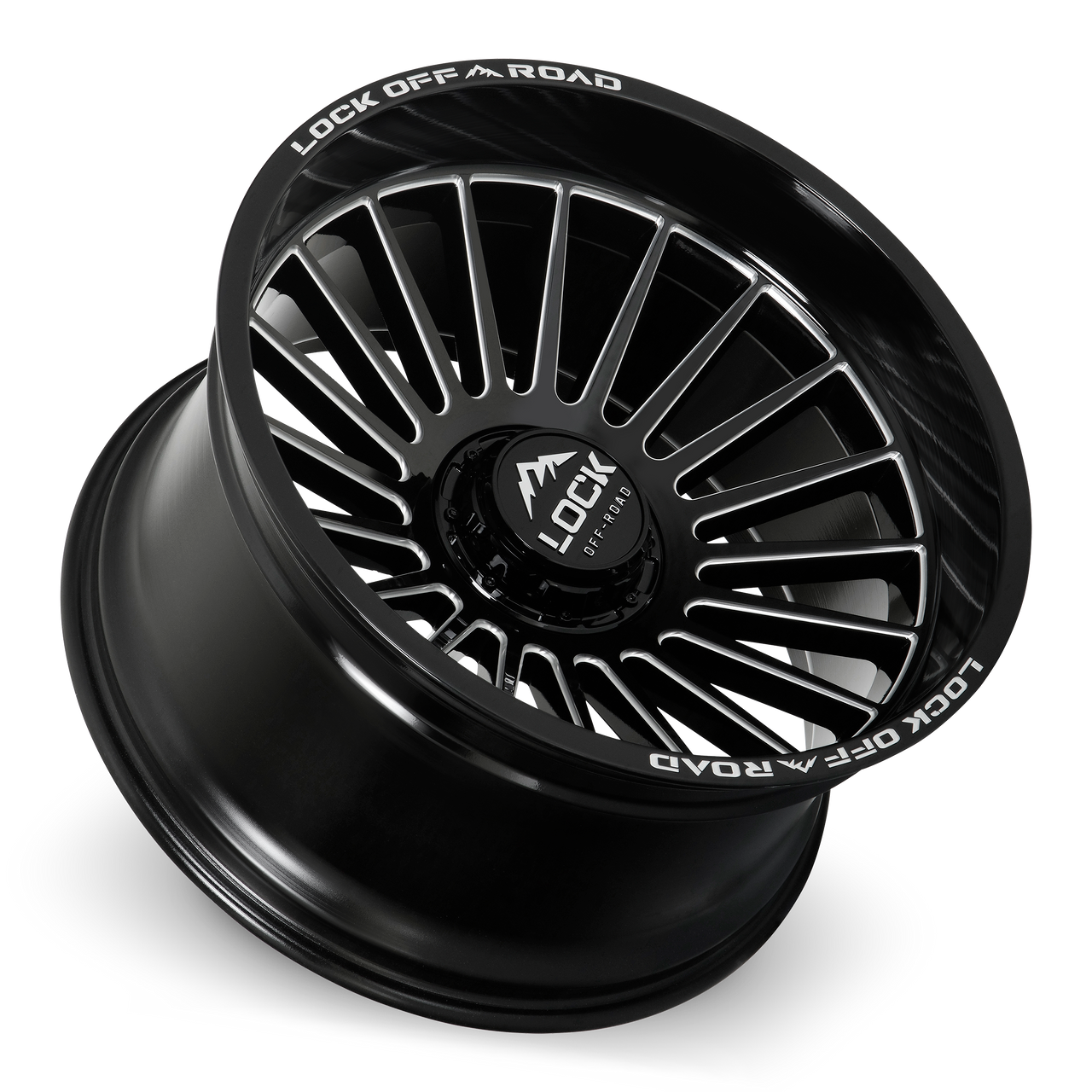 20" Lock X-Treme Invasion Gloss Black Milling 20x10 Wheel 8x6.5 18mm Truck Rim