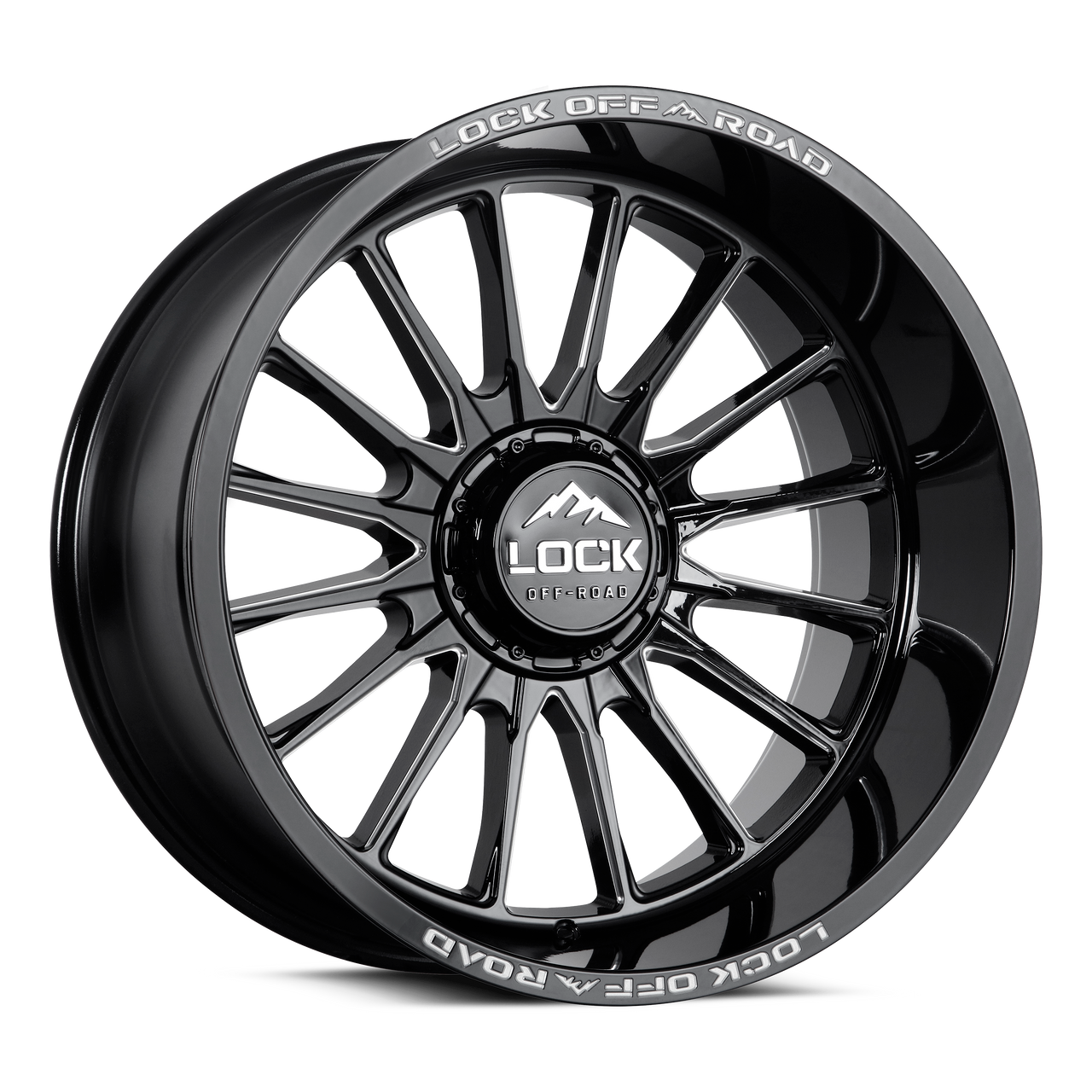 20" Lock X-Treme Striker Gloss Black Milling 20x9 Wheel 8x170 1mm Truck Rim