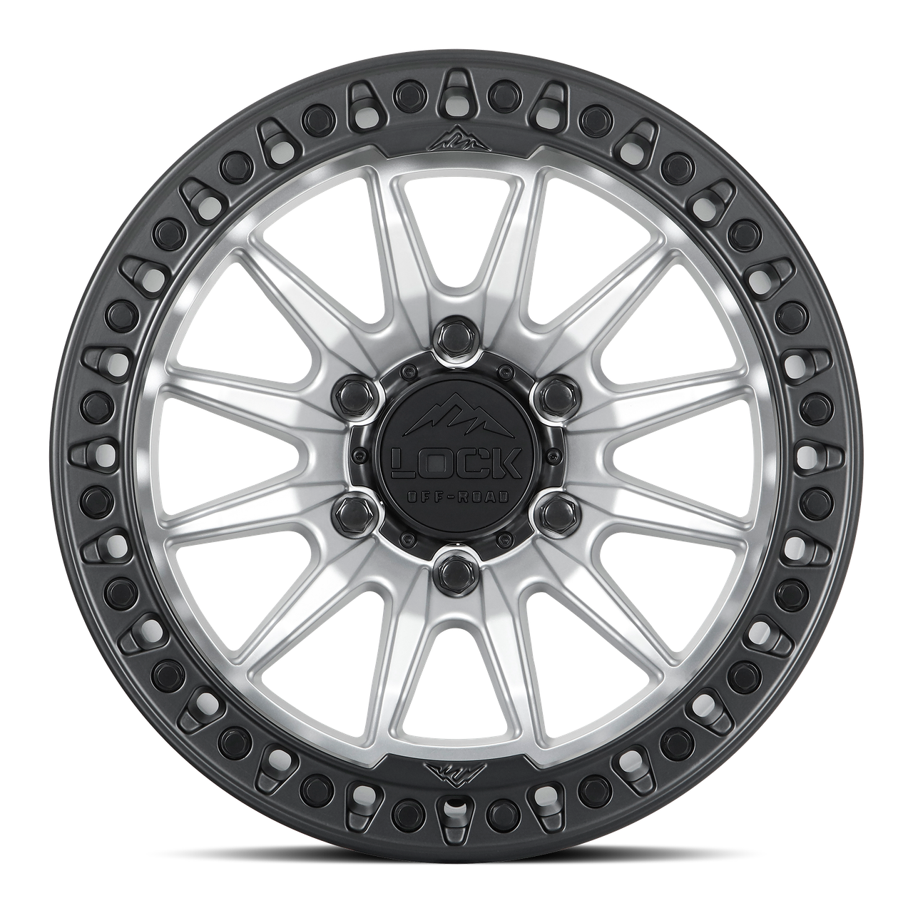 17" Lock Offroad Trail Matte Silver W Matte Black Ring 17x9 Wheel 6x5.5 12mm Rim