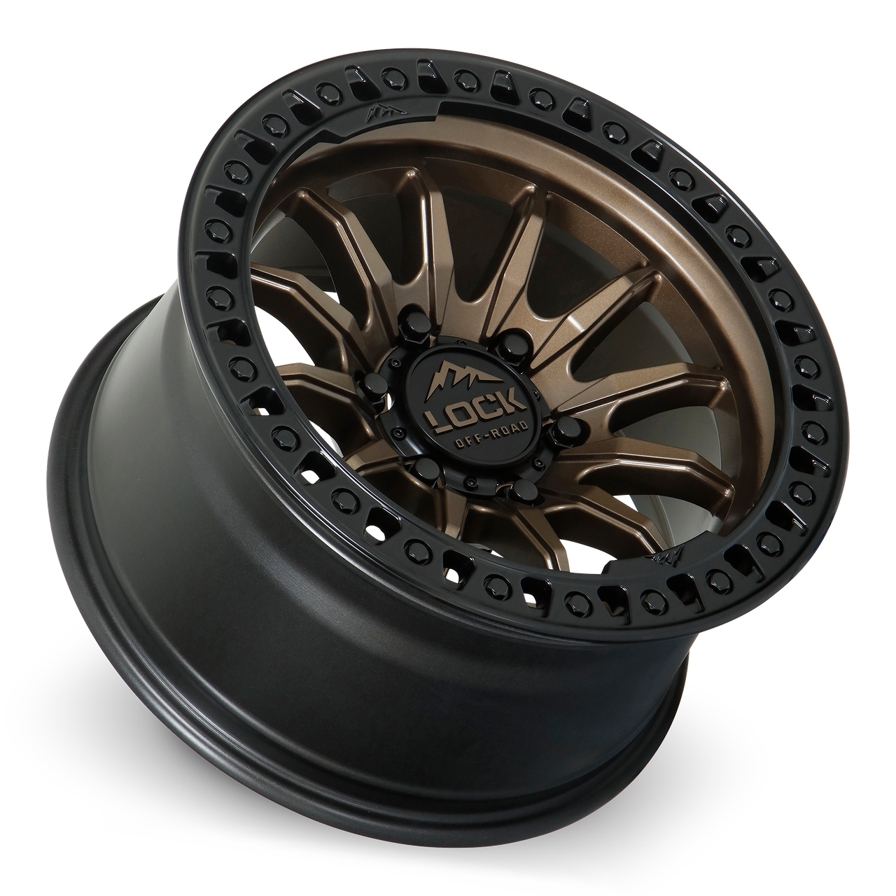 Set 4 20" Lock Offroad Trail Matte Bronze Matte Black Ring 20x10 6x5.5 18mm Rims Offroad Truck SUV Wheels
