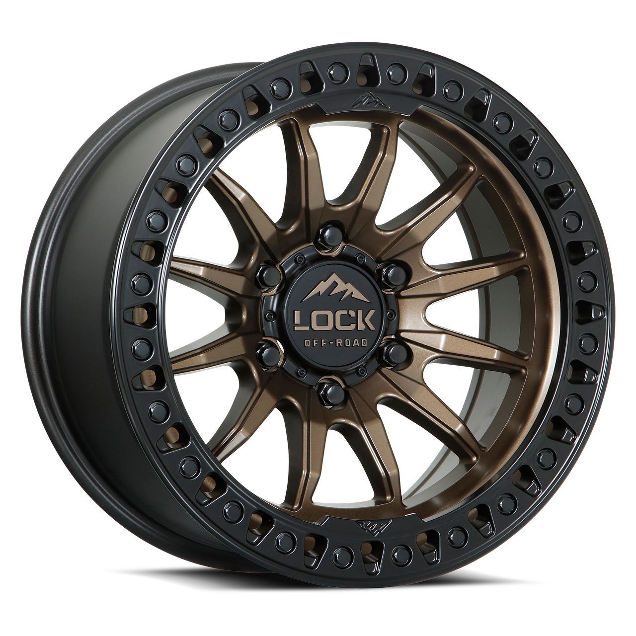 17" Lock Offroad Trail Matte Bronze W Matte Black Ring 17x9 Wheel 6x135 12mm Rim Offroad Truck SUV Wheel