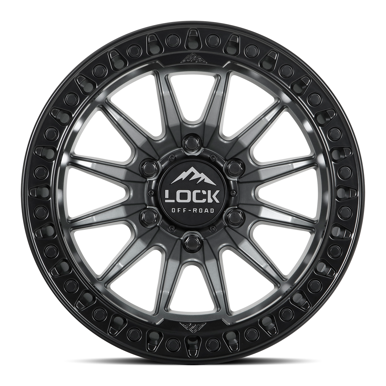 17" Lock Offroad Trail Matte Grey W Matte Black Ring 17x9 Wheel 5x5 12mm Rim