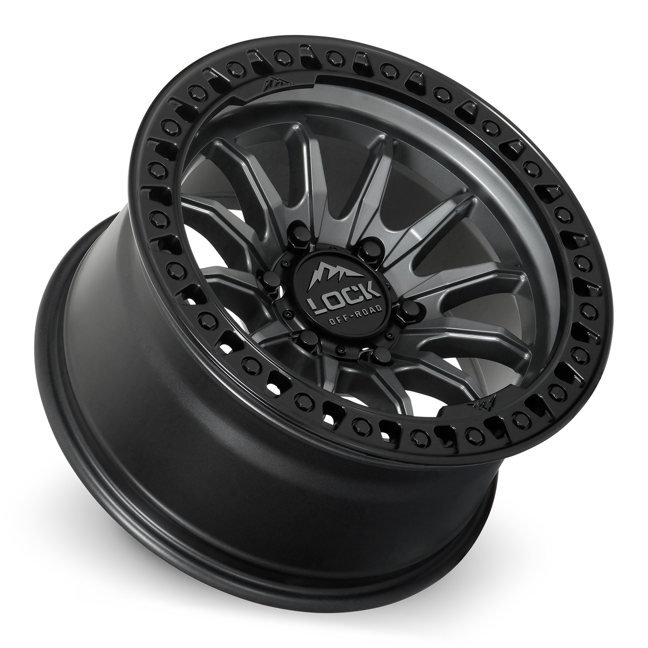 17" Lock Offroad Trail Matte Grey W Matte Black Ring 17x9 Wheel 5x5 12mm Rim