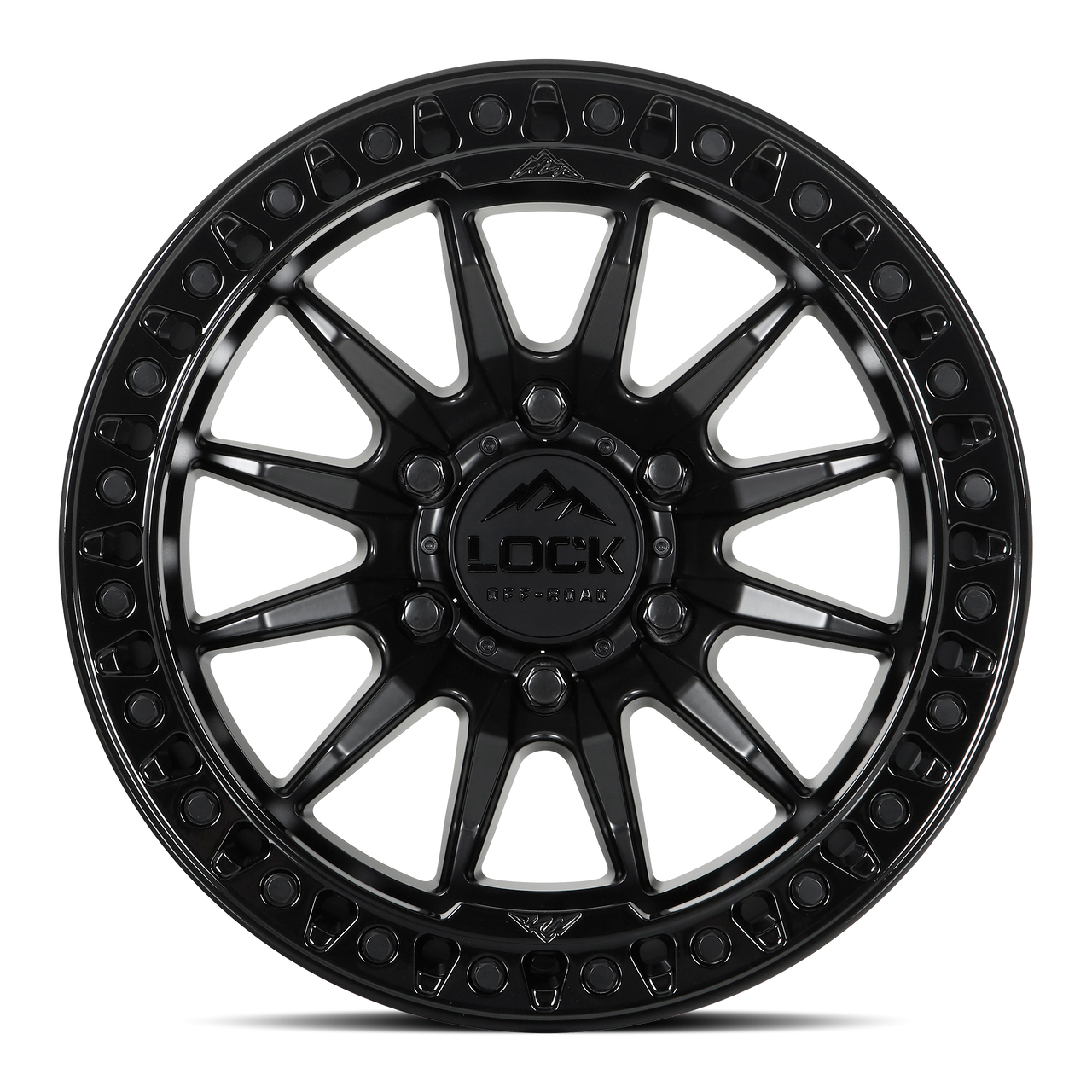 17" Lock Offroad Trail Matte Black W Gloss Black Ring 17x9 5x5 (5x127) 12mm Rim Offroad Truck Wheel