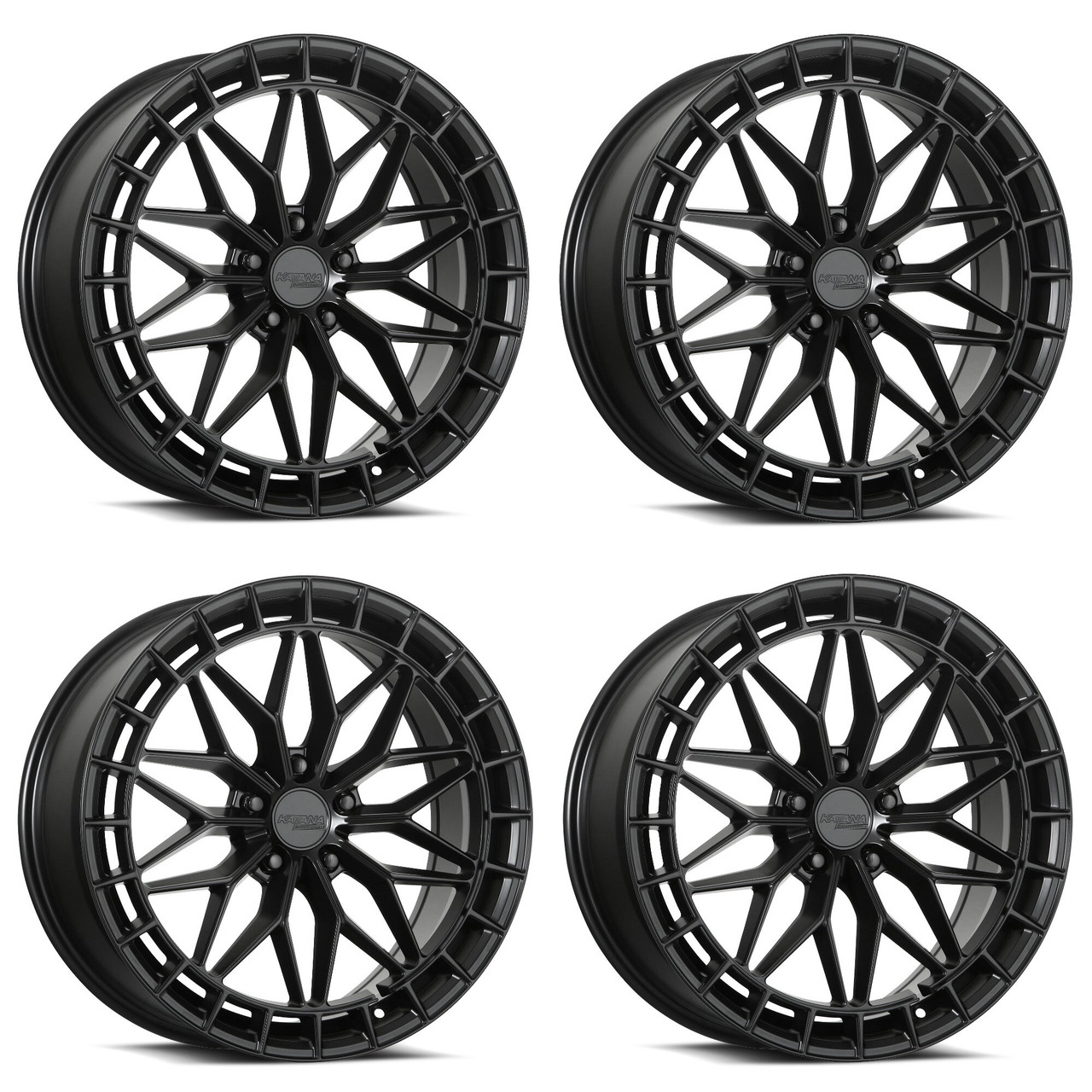 Set 4 17" Katana Racing KR12 Matte Black Wheels 17x7.5 5x100 40mm Racing Rims