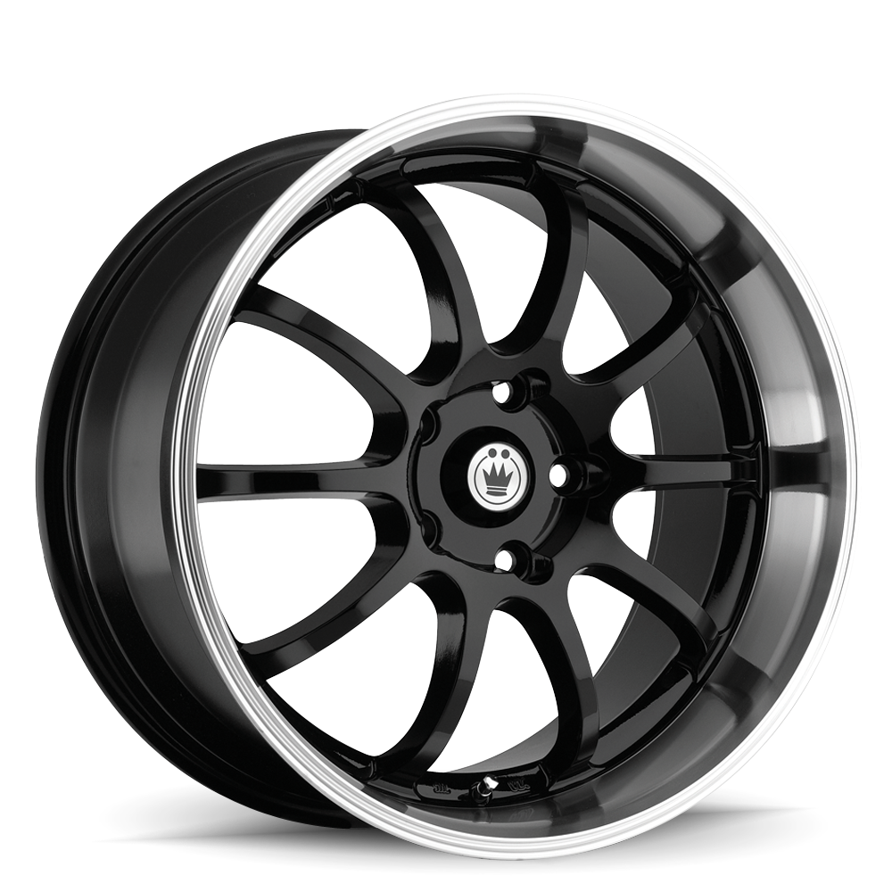 14" Konig 26MB Lightning Gloss Black Machined Lip 14x6 Wheel 4x100 4x4.5 38mm