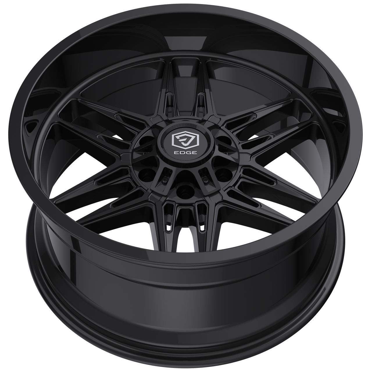 Set 4 22" Edge Off Road 303B Gloss Black Wheels 22x12 6x135 6x5.5 -44mm Rims