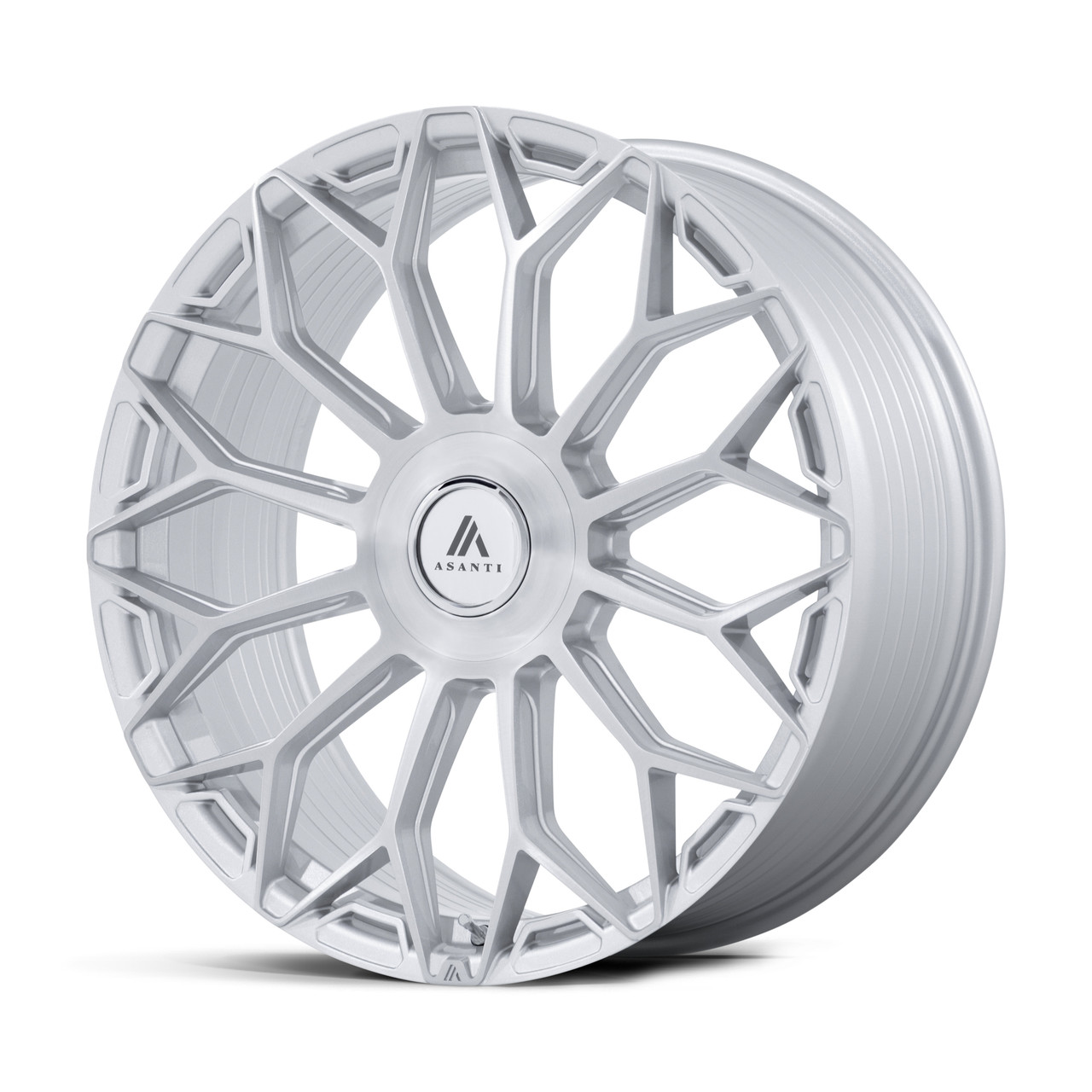 22" Asanti Black AB051 Envoy Gloss Silver Brushed Face 22x10 Wheel 6x5.5 20mm Rim