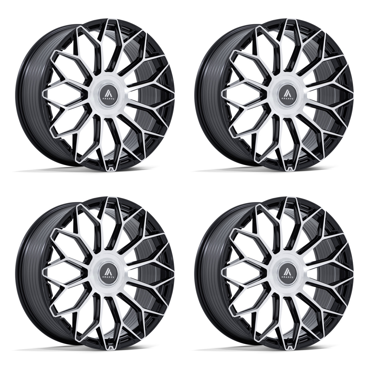Set 4 20" Asanti Black AB051 Envoy Black Machined Face 20x9 5x112 5x120 20mm Rims