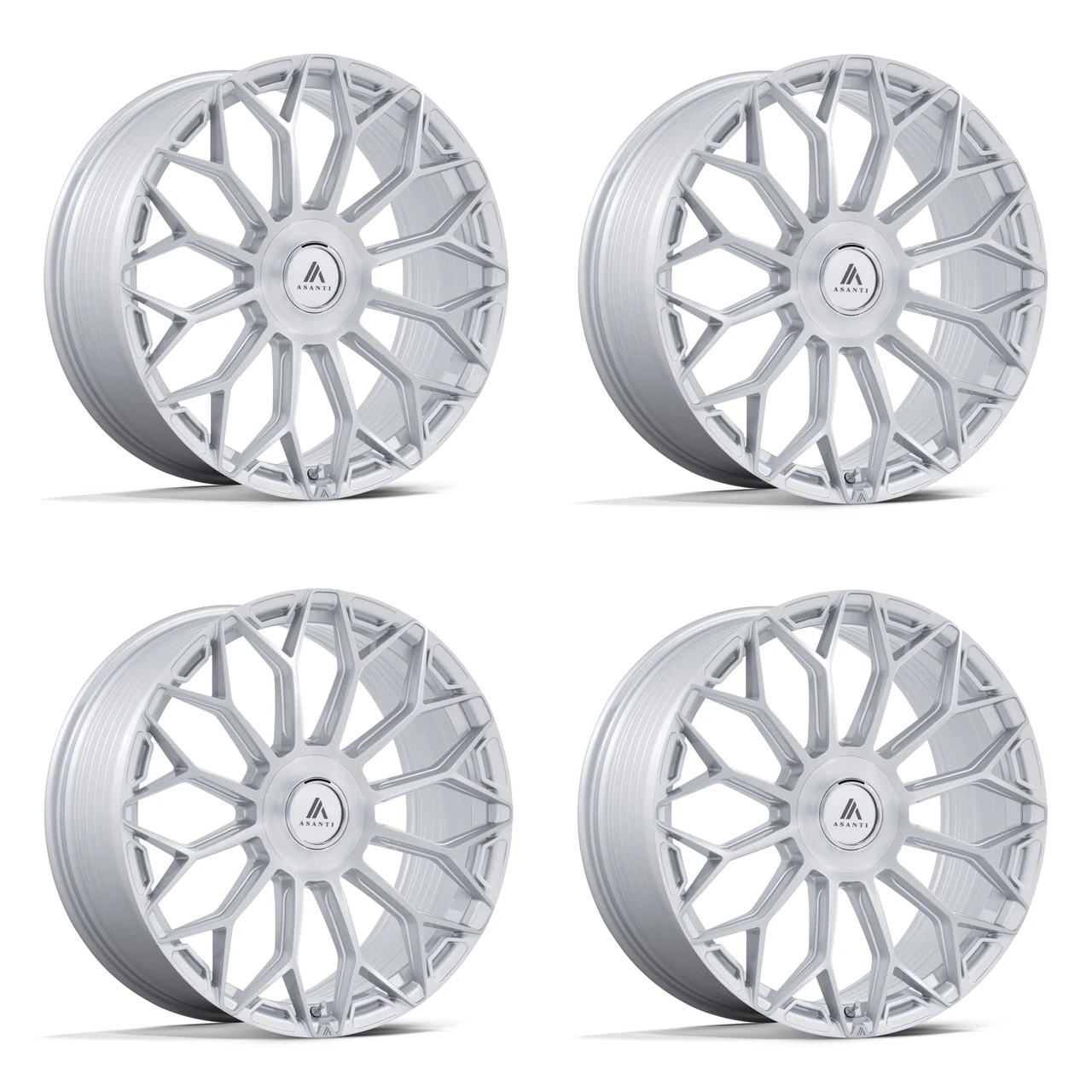 Set 4 20" Asanti Black AB051 Envoy Silver Brushed Face 20x10.5 5x112 5x4.5 40mm Wheels