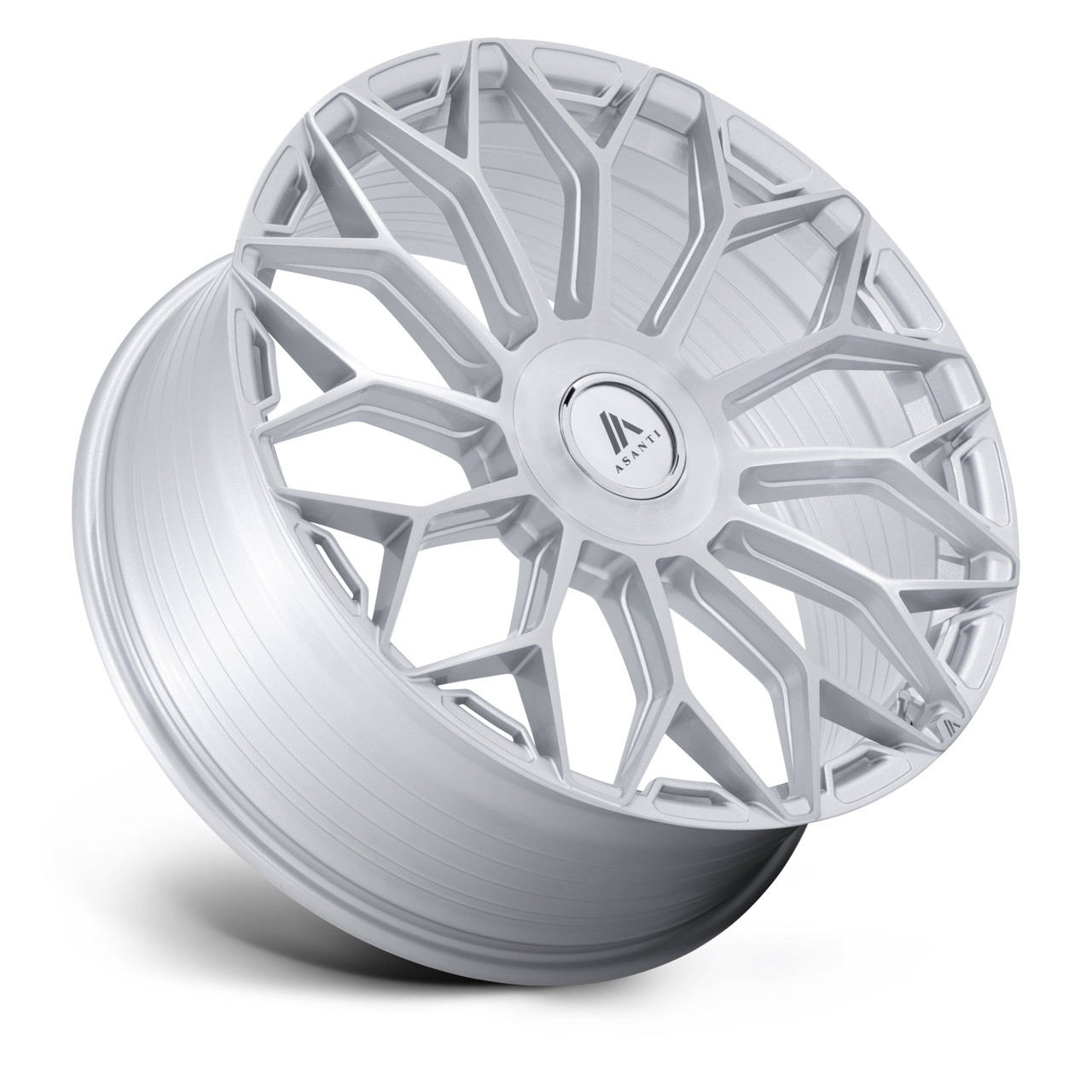 Set 4 24" Asanti Black AB051 Envoy Silver Brushed Face 24x10 6x5.5 20mm Wheels